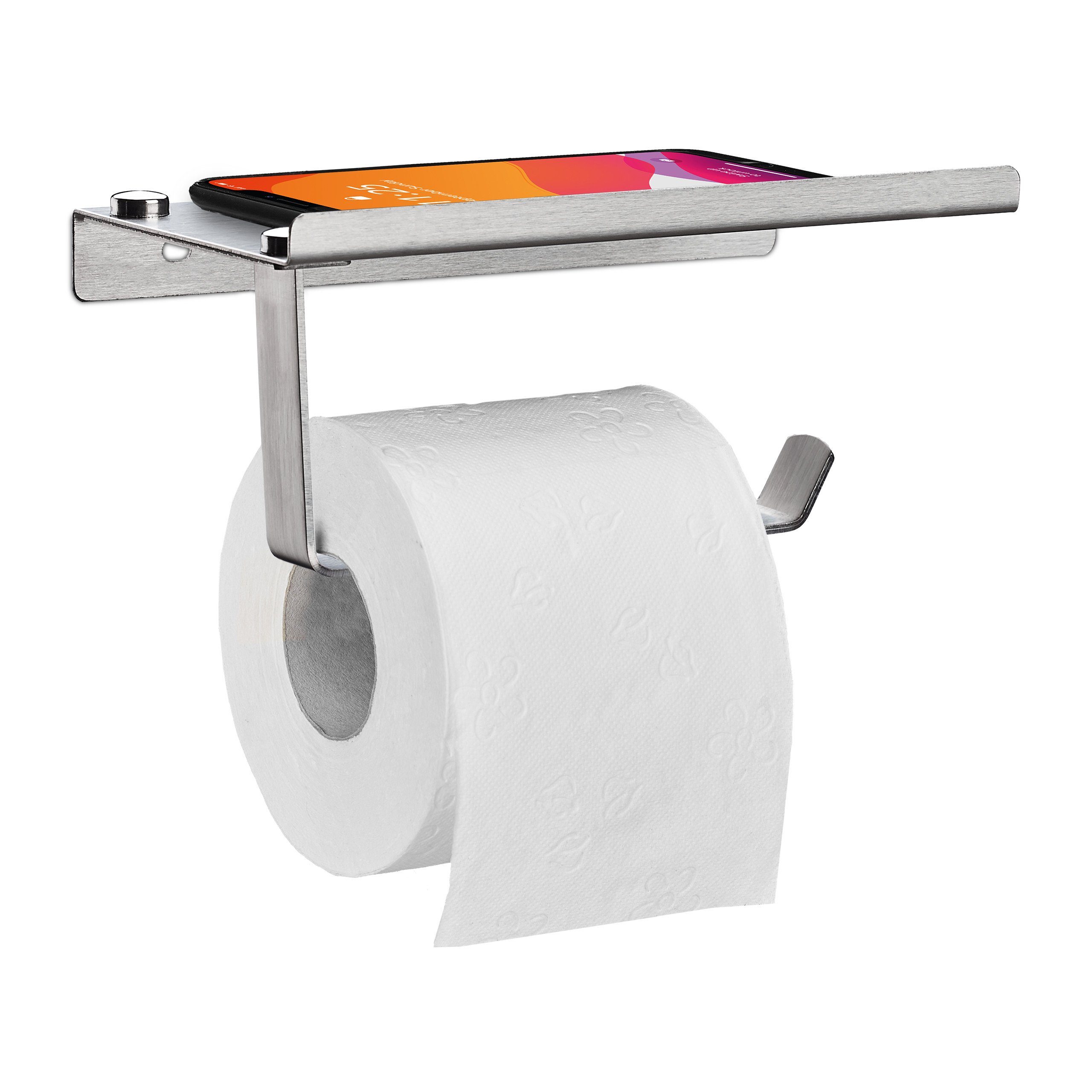 relaxdays Toilettenpapierhalter Toilettenpapierhalter mit Ablage | Toilettenpapierhalter