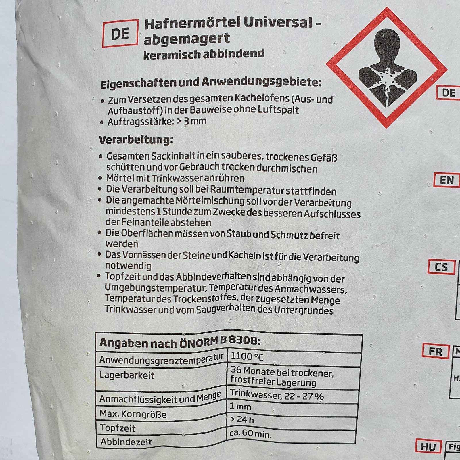 ECI Tools Betonschalungsstein Hafnermörtel Universal 25 KG/Sack (1 Sack 25 kg)