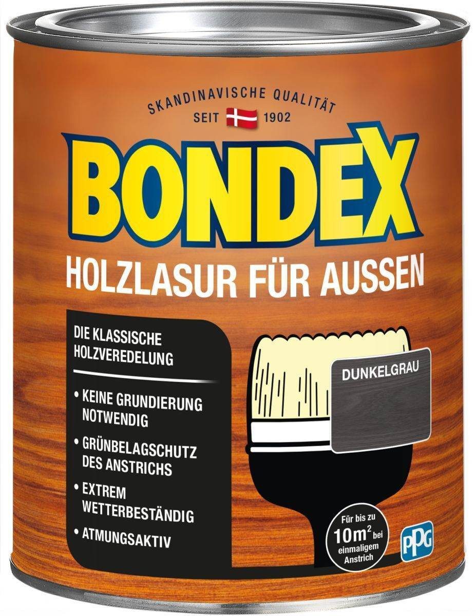 Bondex Holzschutzlasur Bondex Holzlasur für Außen, witterungsbeständig, 0,75 l, Dunkelgrau