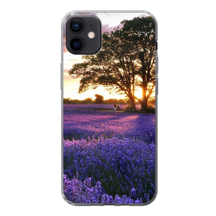 MuchoWow Handyhülle Lavendelfelder in England bei Sonnenuntergang Handyhülle Apple iPhone 12 Mini Smartphone-Bumper Print Handy