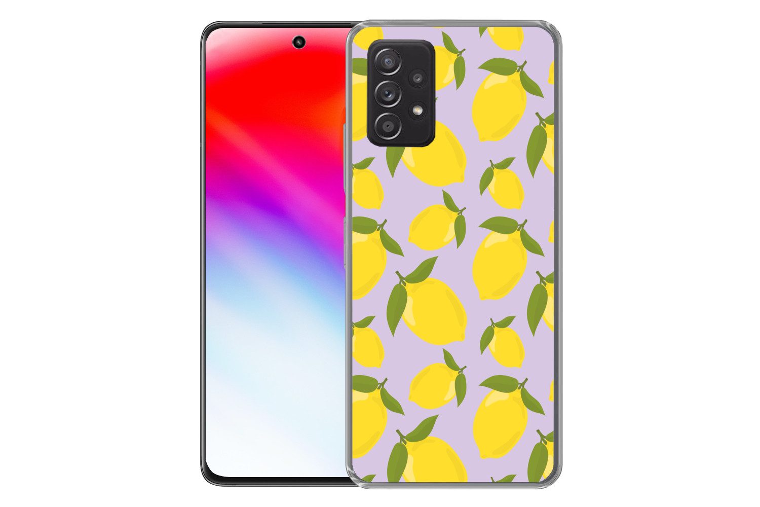 MuchoWow Handyhülle für Samsung Galaxy A33 5G Muster Zitronen - Gelb - Lila - Muster - Frü, Smartphone-Bumper, Print, Handy Schutzhülle Dünn