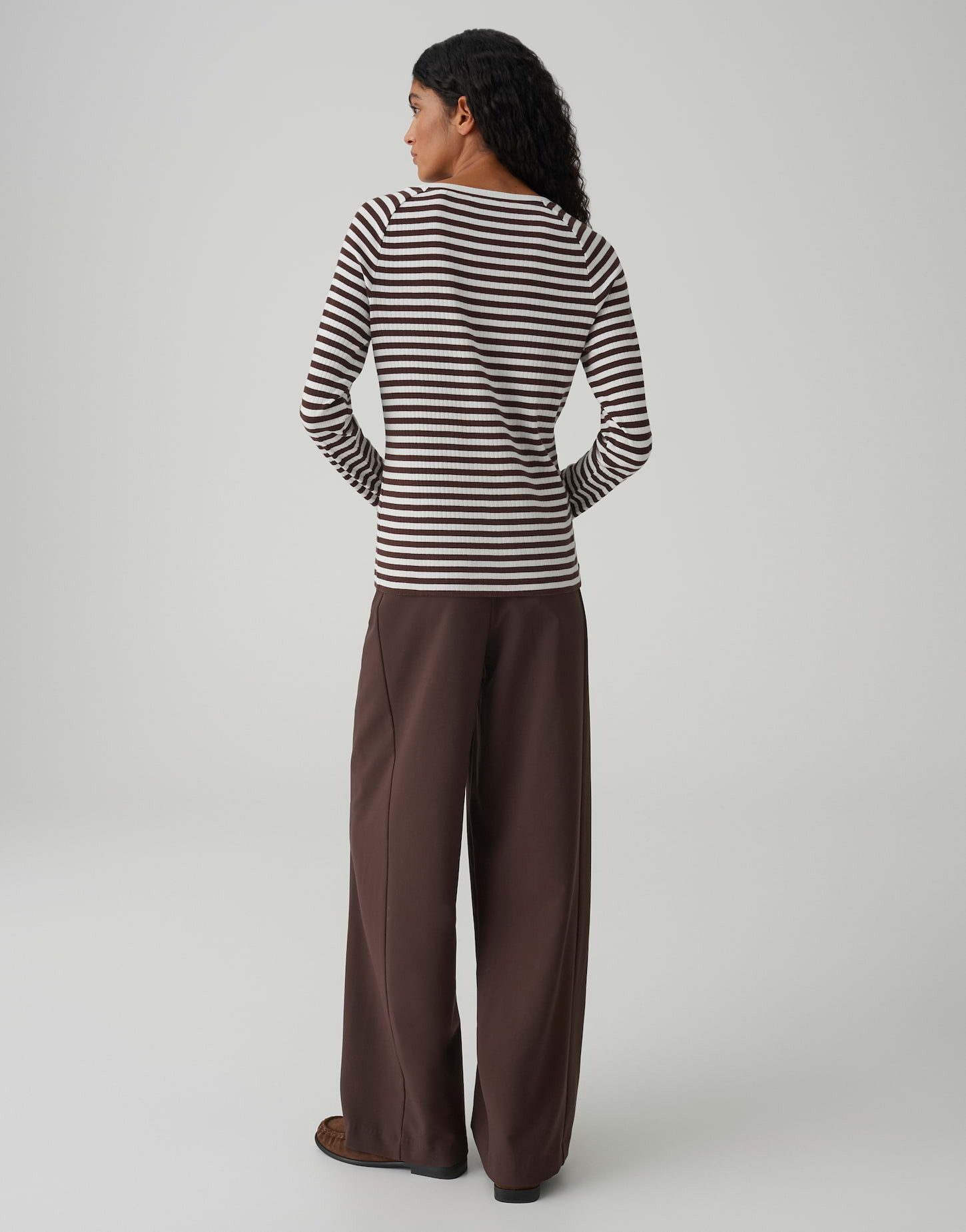 OPUS Longsleeve SORKA mit geringeltem Rippjersey Schmale Passform, gerader Schnitt, Langarm, Rippstruktur