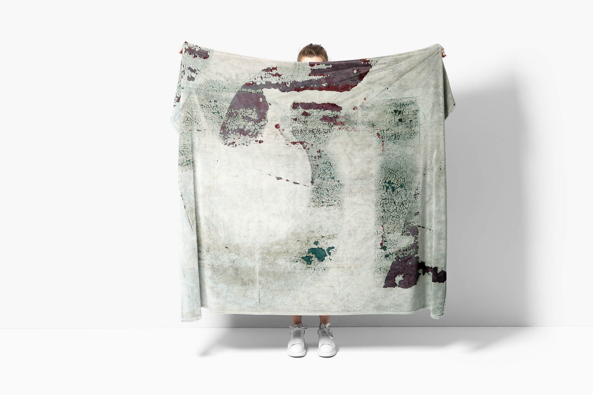 Kuscheldecke Handtuch Farbe Sinus Art Abst, (1-St), Handtücher Baumwolle-Polyester-Mix Handtuch mit Fotomotiv Strandhandtuch Wandstruktur Saunatuch alte