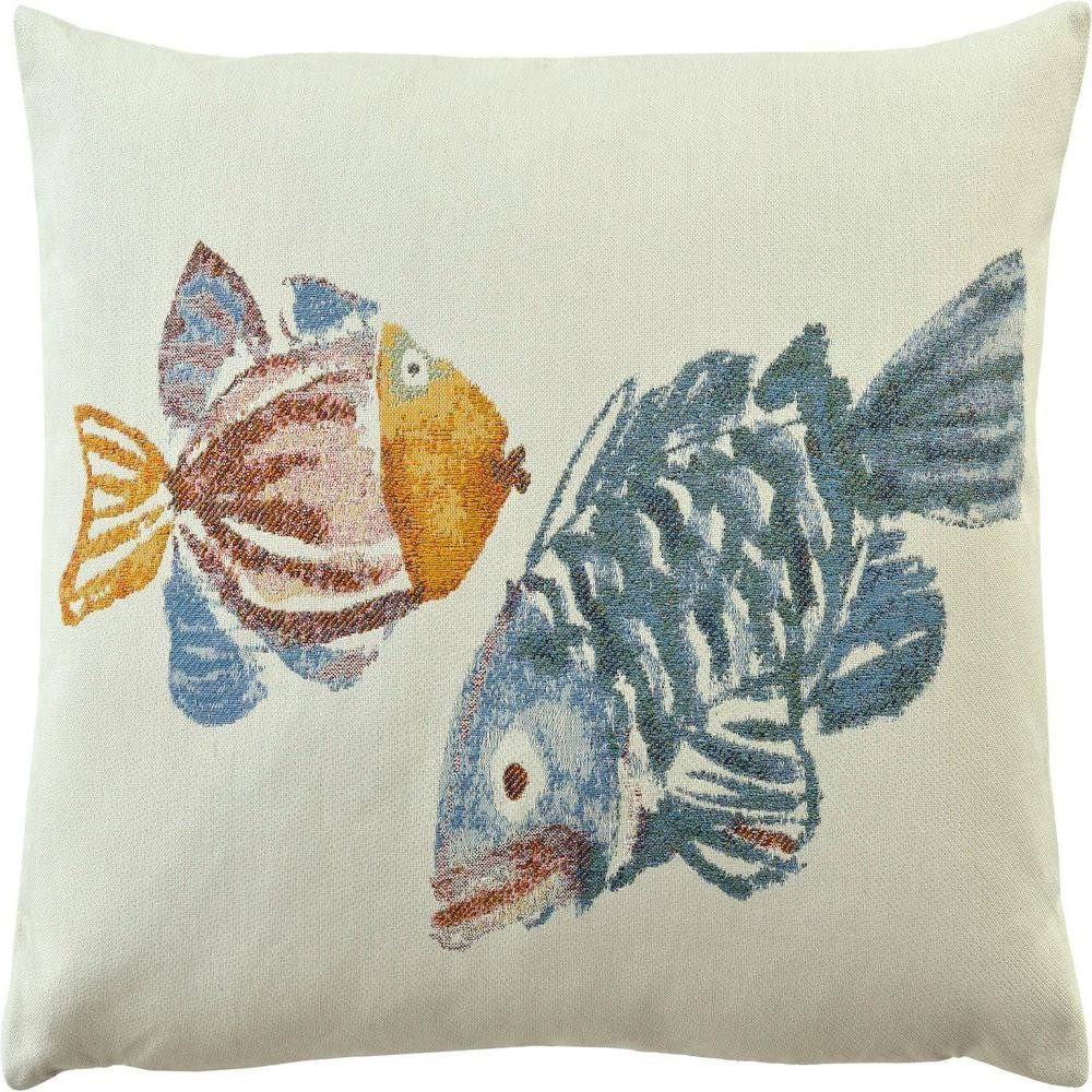 sander table + home Kissenhülle Kissenhülle "Glup Glup" aus Jacquard – Maritimes Design mit Fischen
