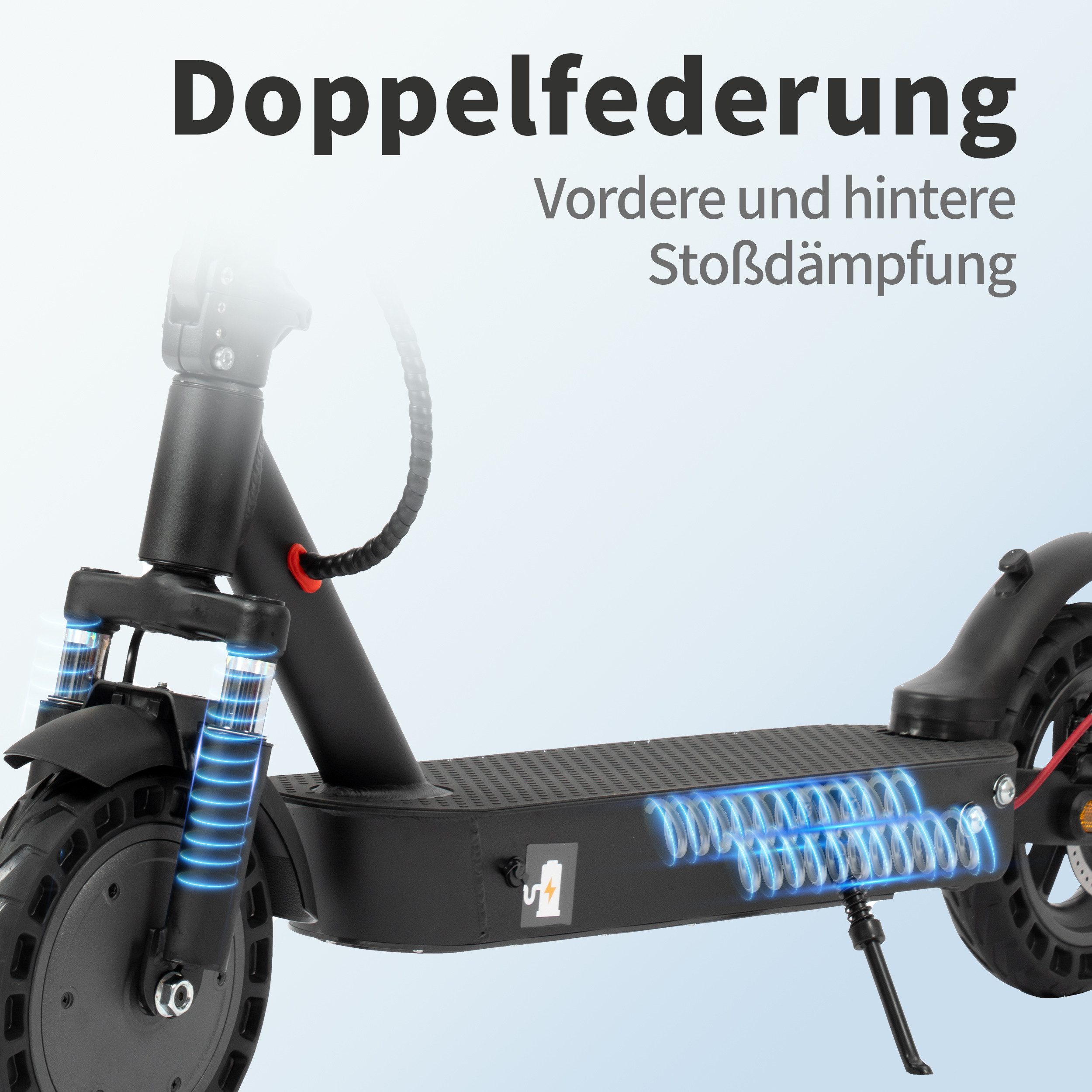 ZWHEEL E-Scooter 10'' E-roller mit Straßenzulassung (ABE), klappbar, max. 35-45km, 500 W, 20 km/h, (mit Schutzblech, mit Tasche, APP, Stoßdämpfer vorne und hinten), kalppbarer E-roller, 120kg Tragfähigkeit, Doppelbremssystem