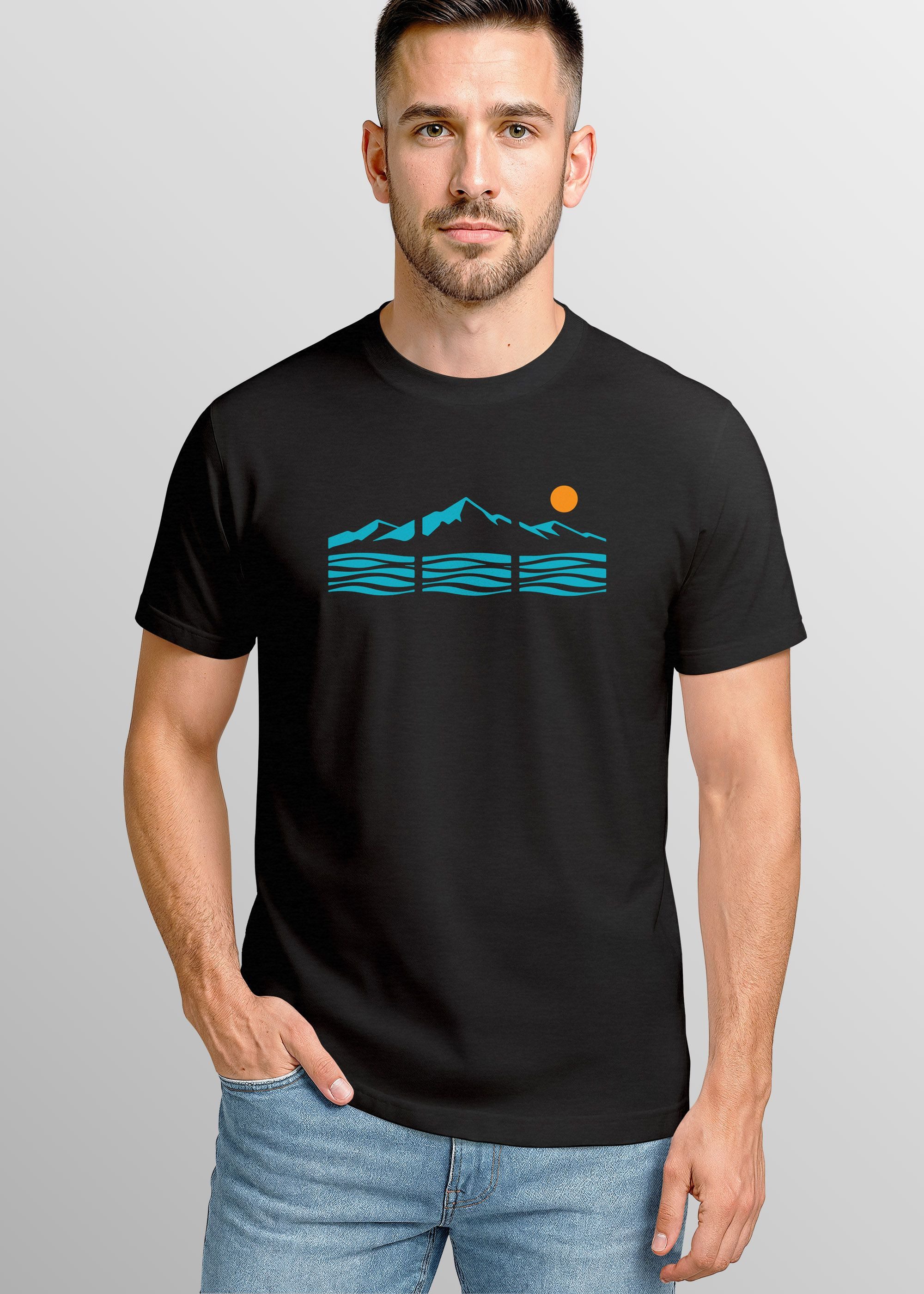 Neverless Print-Shirt Herren T-Shirt Grafik Landscape Illustration Berge Na günstig online kaufen