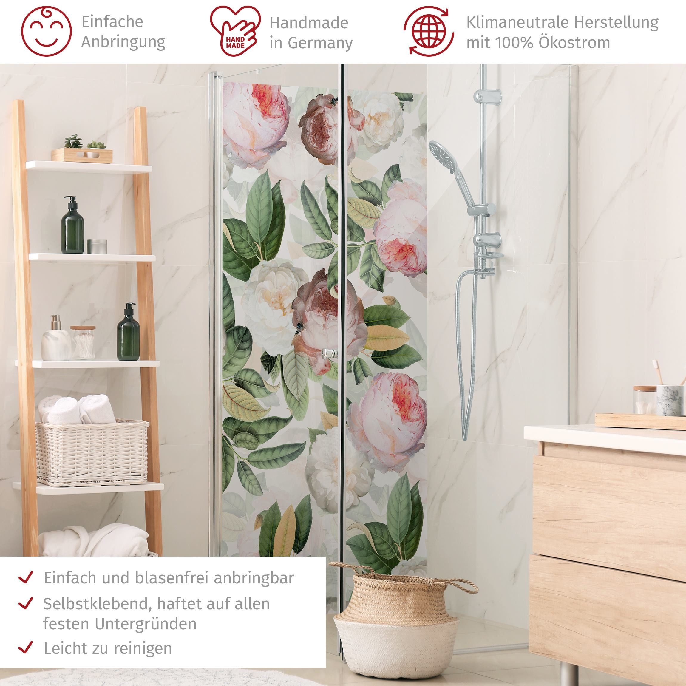 Thumbnail - Bilderdepot24 Badrückwand Muster rosa Duschrückwand ohne Bohren Dusche, (1-tlg., Hart-Folie Smart matt 0,35 mm), fugenlo...