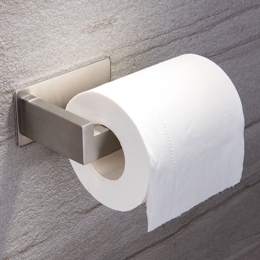 XDeer Toilettenpapierhalter Toilettenpapierhalter Ohne Bohren,Toilettenpapierhalter, Wandmontage,Toilettenpapierhalter Eckiges Design sliver