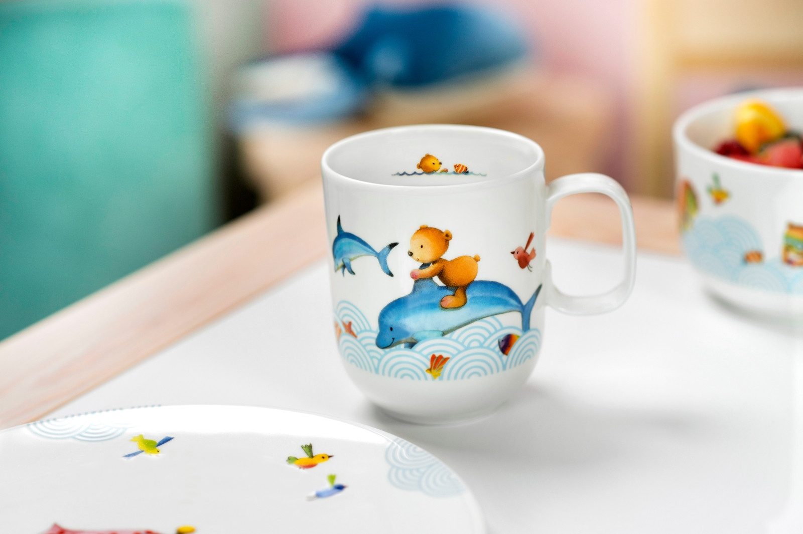 Villeroy & Boch Becher Happy as a Bear Kinderbecher mit Henkel groß 0,28l, Premium Porcelain