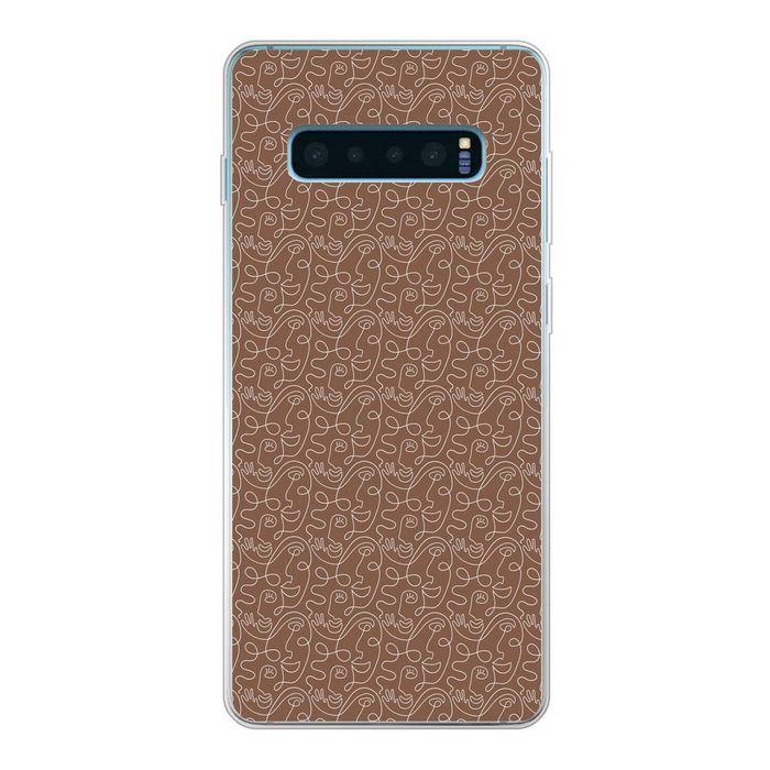 MuchoWow Handyhülle Gesicht - Muster - Abstrakt Phone Case Handyhülle Samsung Galaxy S10+ Silikon Schutzhülle