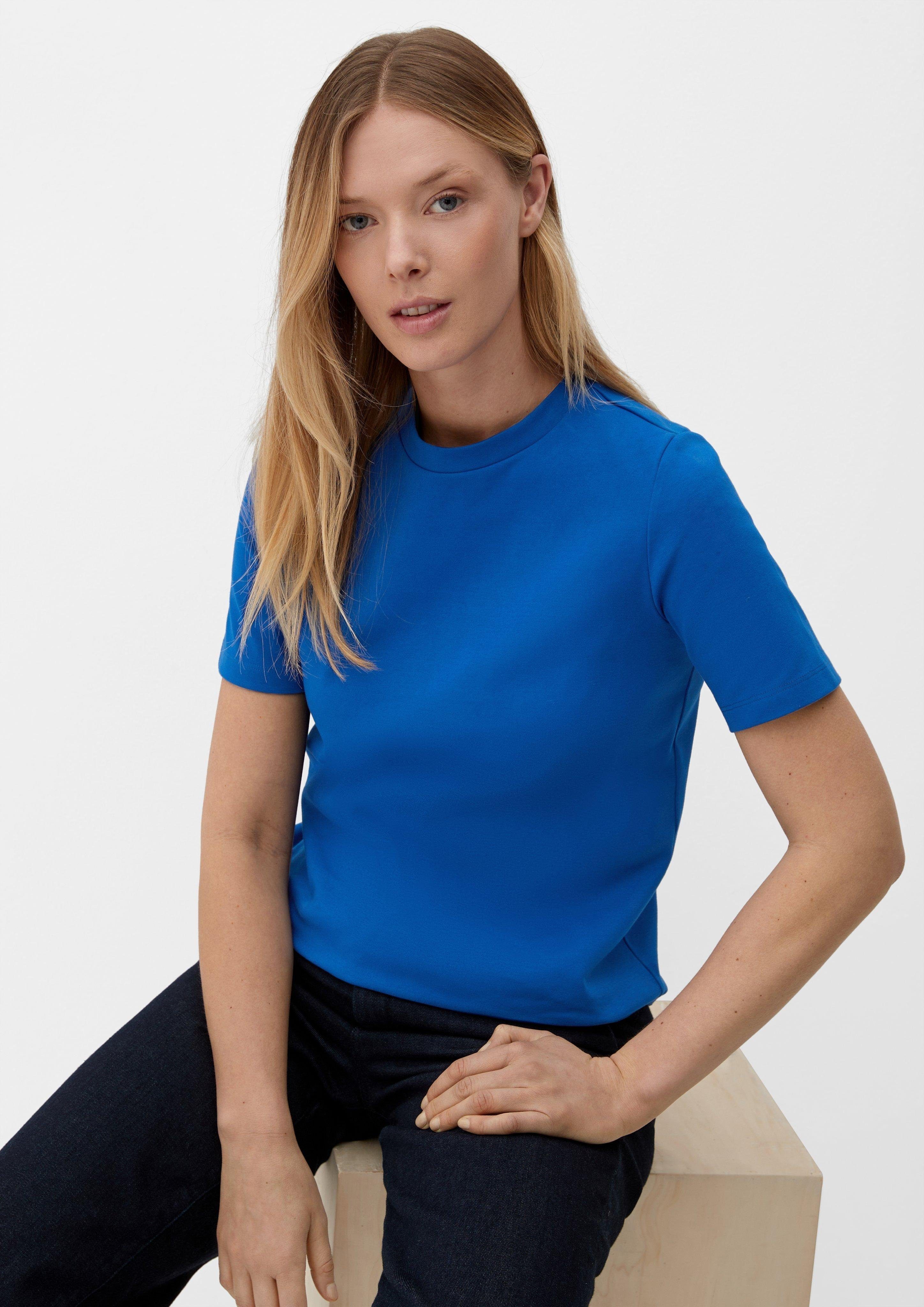 s.Oliver BLACK LABEL Kurzarmshirt T-Shirt aus reiner Baumwolle Stickerei royalblau