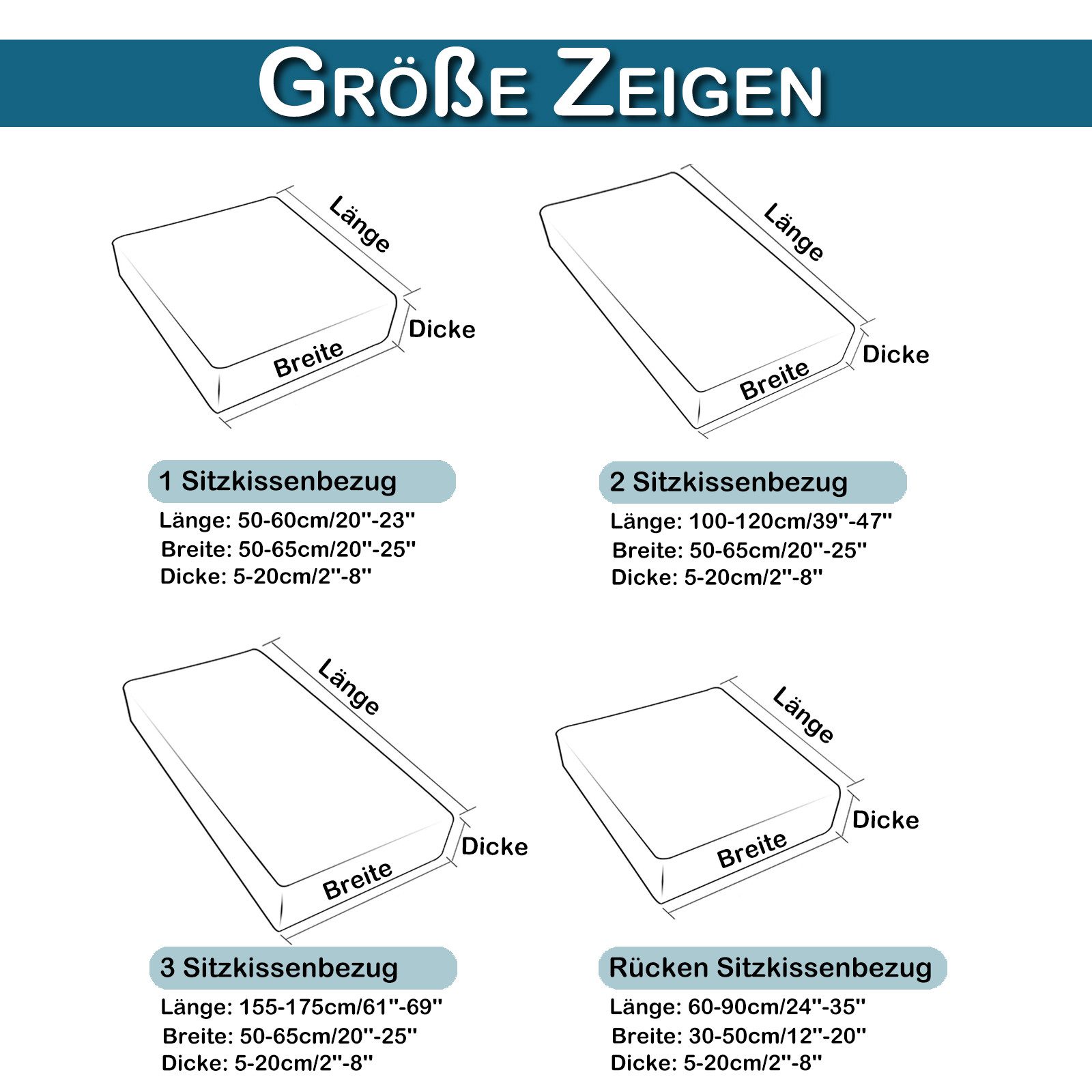 Jibenhome Sofahusse Sofa Sitzkissenbezug, Wasserdichte Stretch Sofabezug für 1/2/3 Sitzer, Wohnzimmer Sofa Sitzbezug Möbelbezug Elastischer Rücken Kissenbezüge