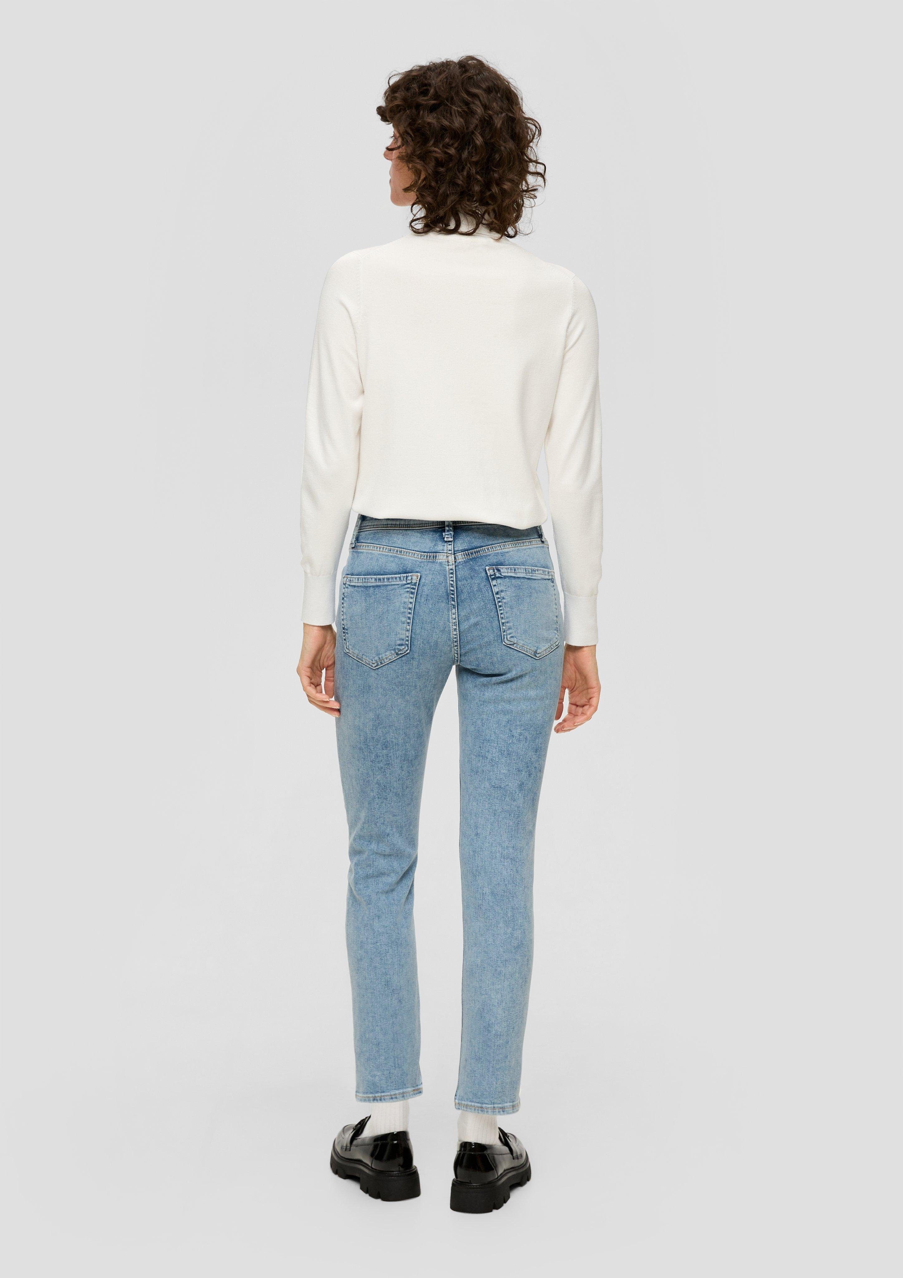 s.Oliver 7/8-Jeans Ankle Jeans / Teilungsnähte Fit Waschung, Slim Mid / Rise Slim Leg / Label-Patch