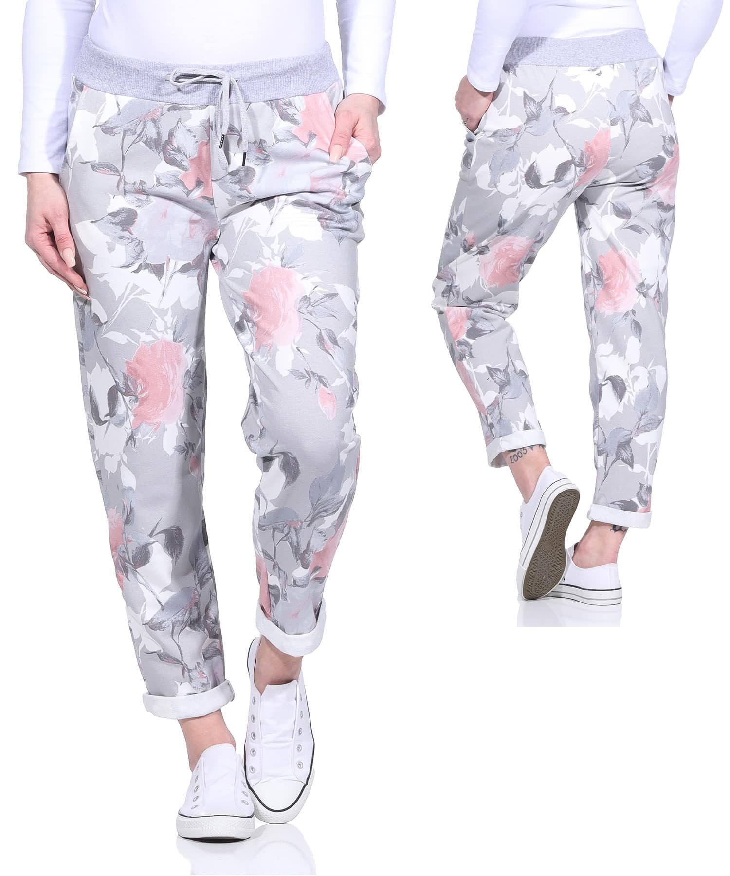 Aurela Damenmode Sweatpants Freizeithose sommerliche Haushose leichte Jogginghose elastischer Bund, Kordelzug, Schnürung