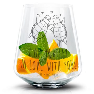 Mr. & Mrs. Panda Cocktailglas Schildkröten Paar - Transparent - Geschenk, Verlobung, Valentinstag, Premium Glas, Einzigartige Gravur