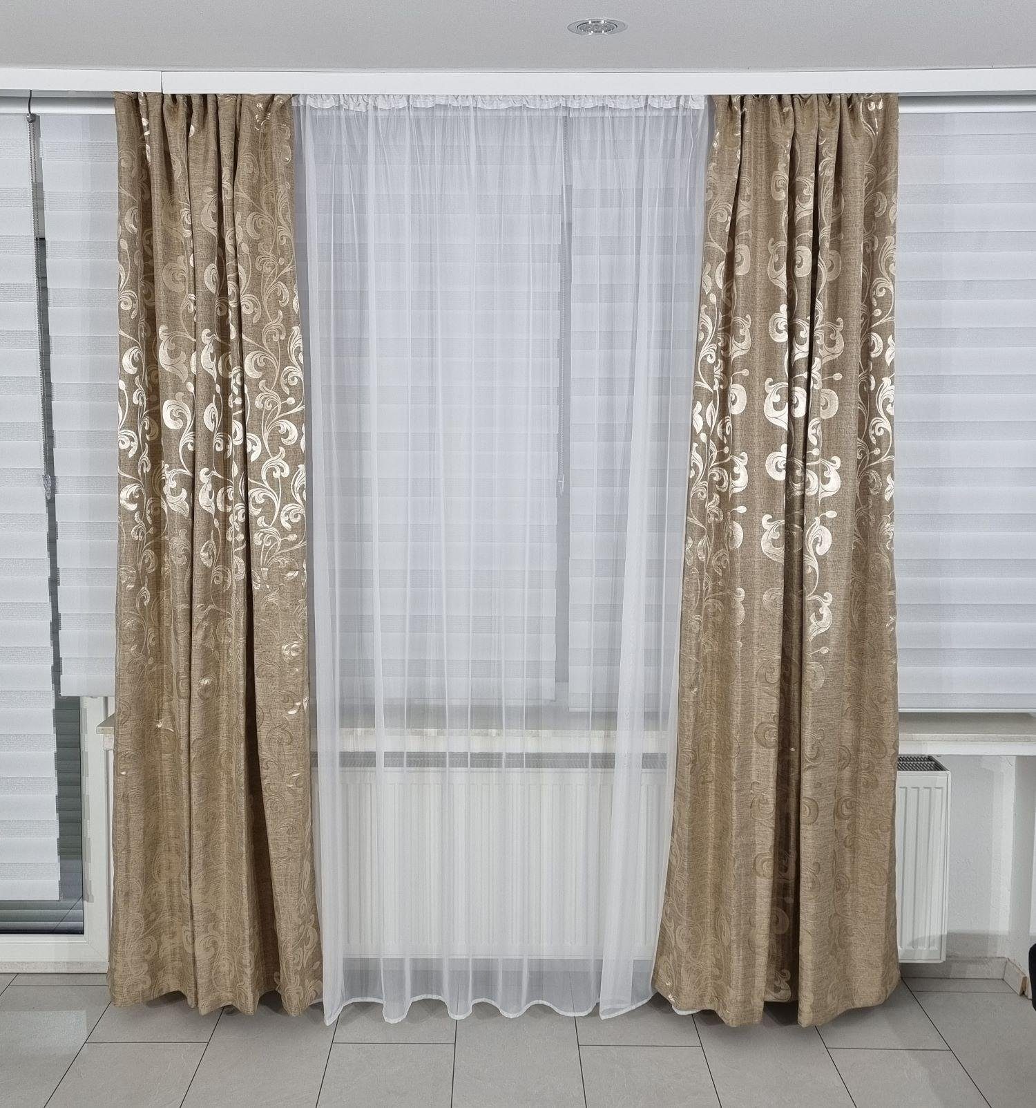 Gardinen by Justyna Verdunkelungsvorhang 2er Schal Set Beige (2 St), Kräuse günstig online kaufen