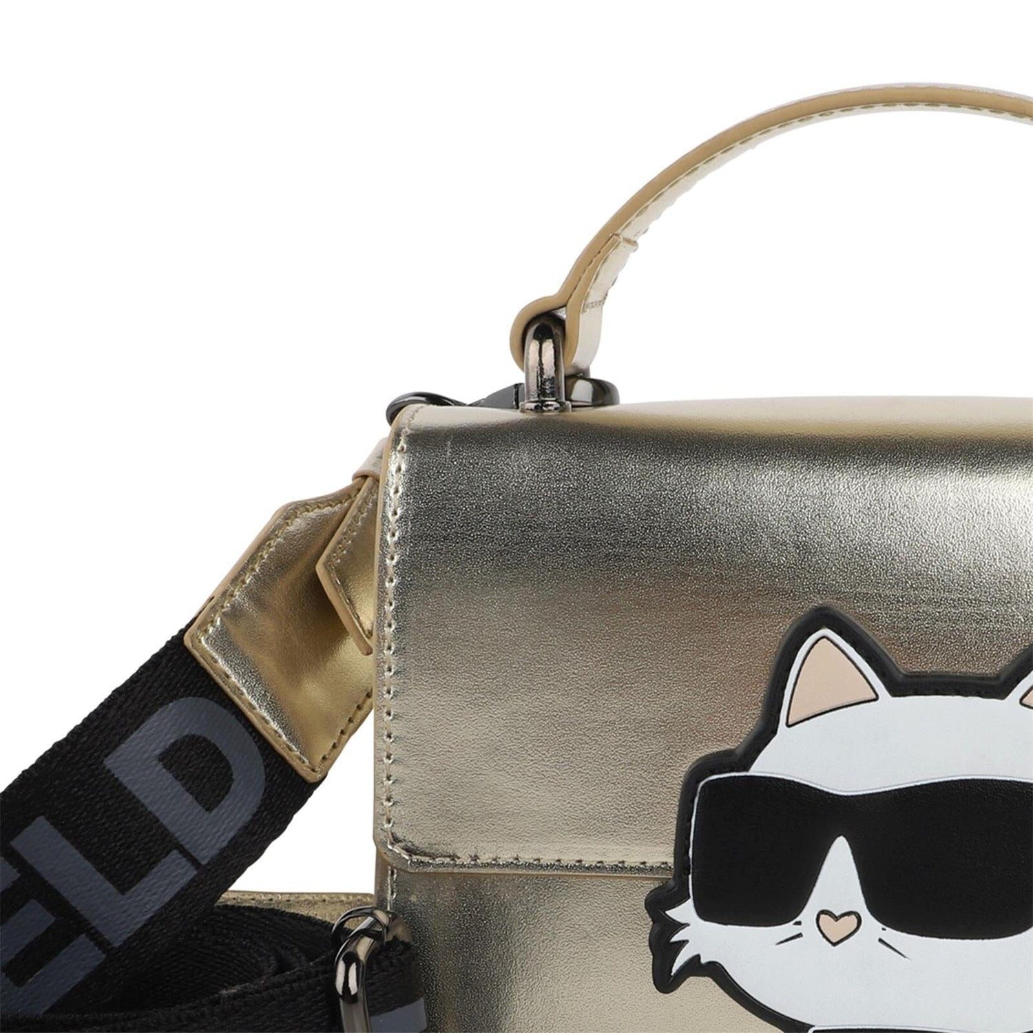 KARL LAGERFELD Umhängetasche KARL LAGERFELD KIDS Handtasche goldgelb – Cat-Patch