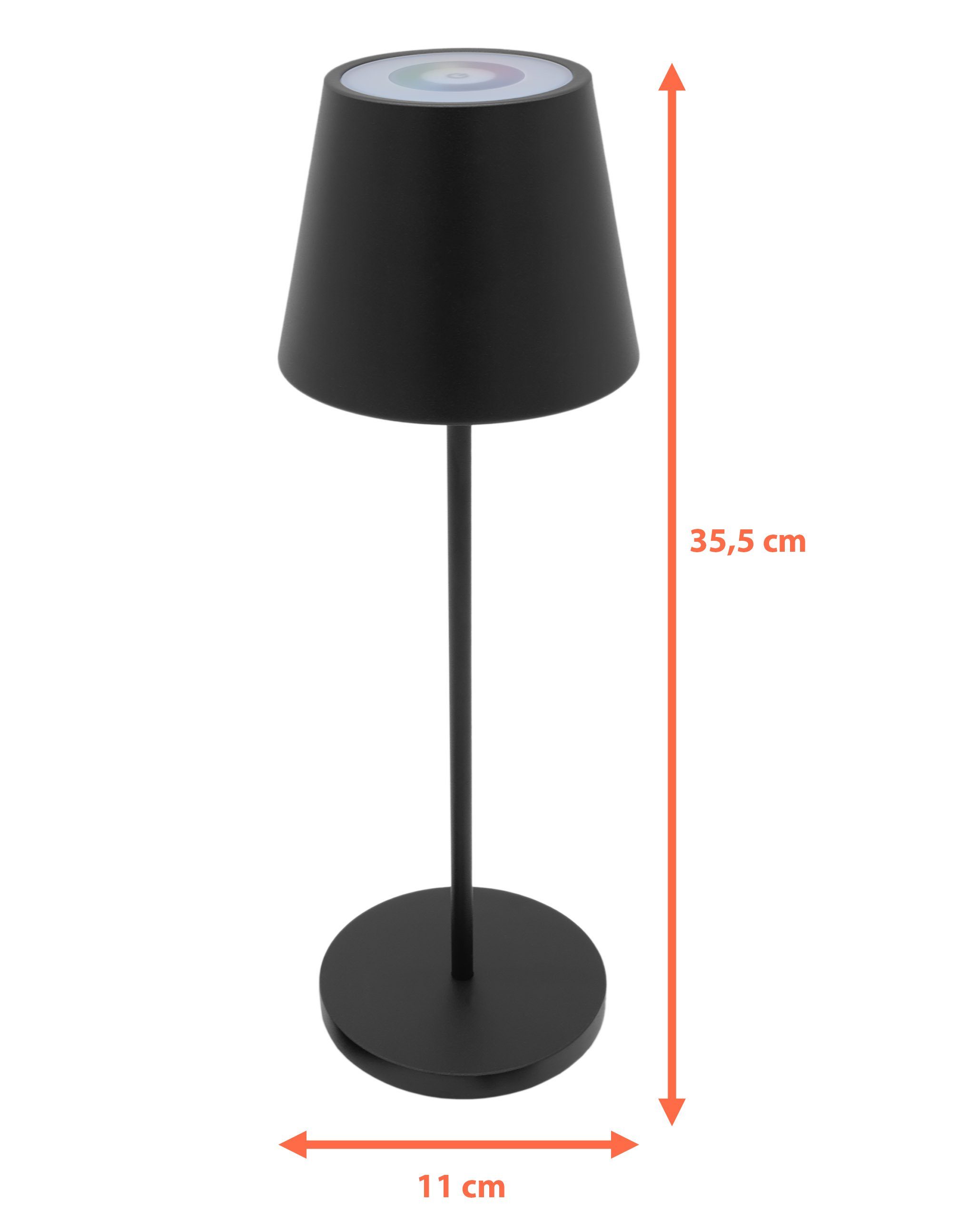 Spetebo LED Tischleuchte LED Akku Touchleuchte Multi Color mit Ladestation - 35 x 11 cm, LED, multicolor, Rainbow Tischlampe mit Timer für Außen und Innen