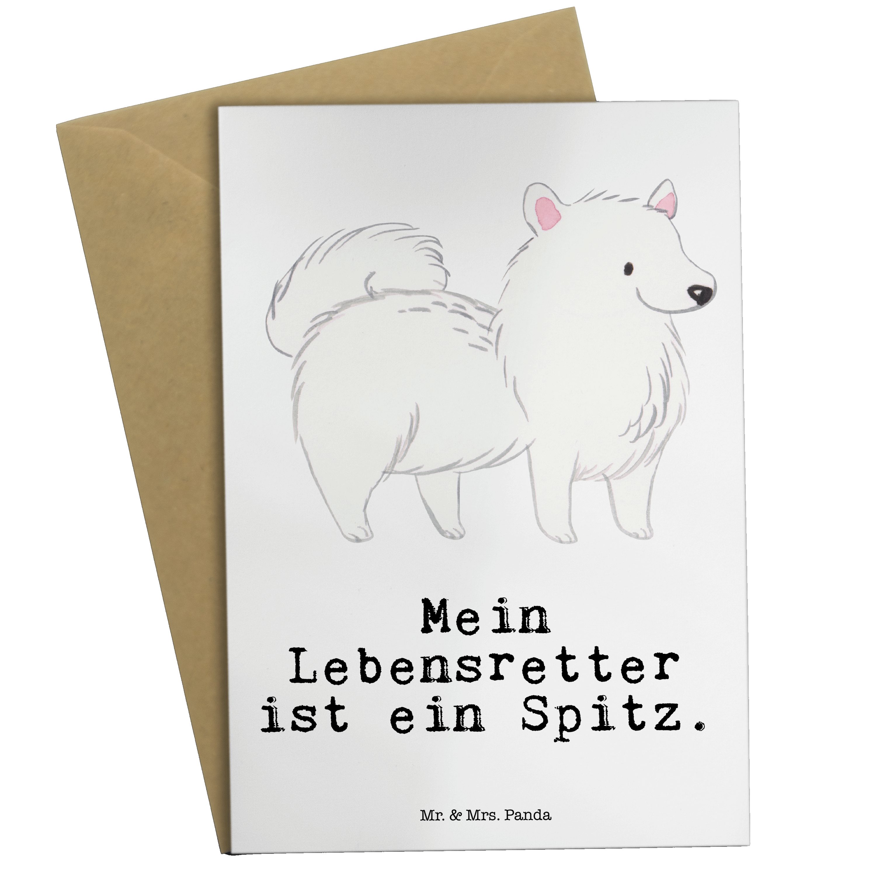 Mr. & Mrs. Panda Grußkarte Spitz Lebensretter - Weiß - Geschenk, Glückwunschkarte, Einladungskar