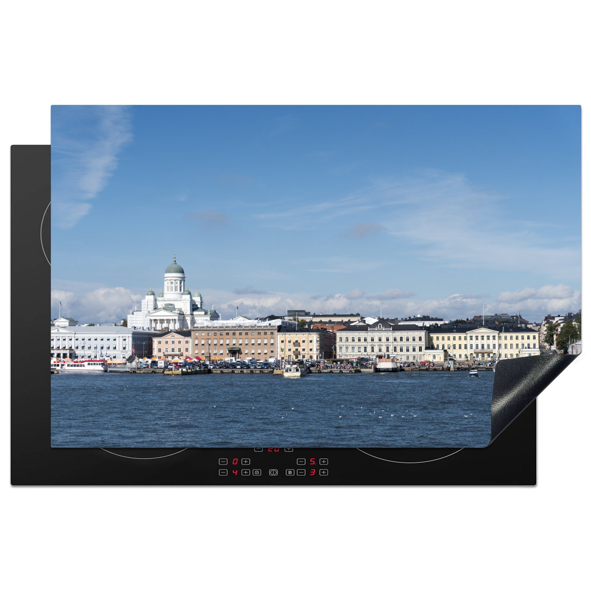 MuchoWow Herdblende-/Abdeckplatte Helsinki - Finnland - Skyline, Vinyl, (1 tlg), 81x52 cm, Induktionskochfeld Schutz für die küche, Ceranfeldabdeckung