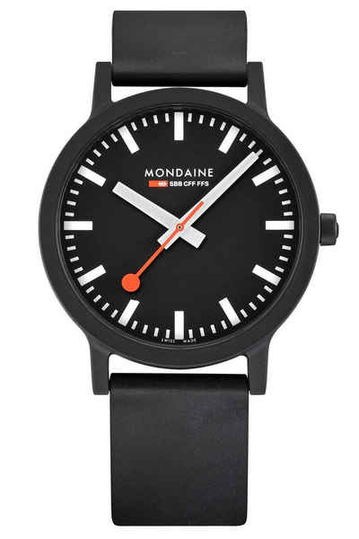 MONDAINE Quarzuhr Essence Schwarz