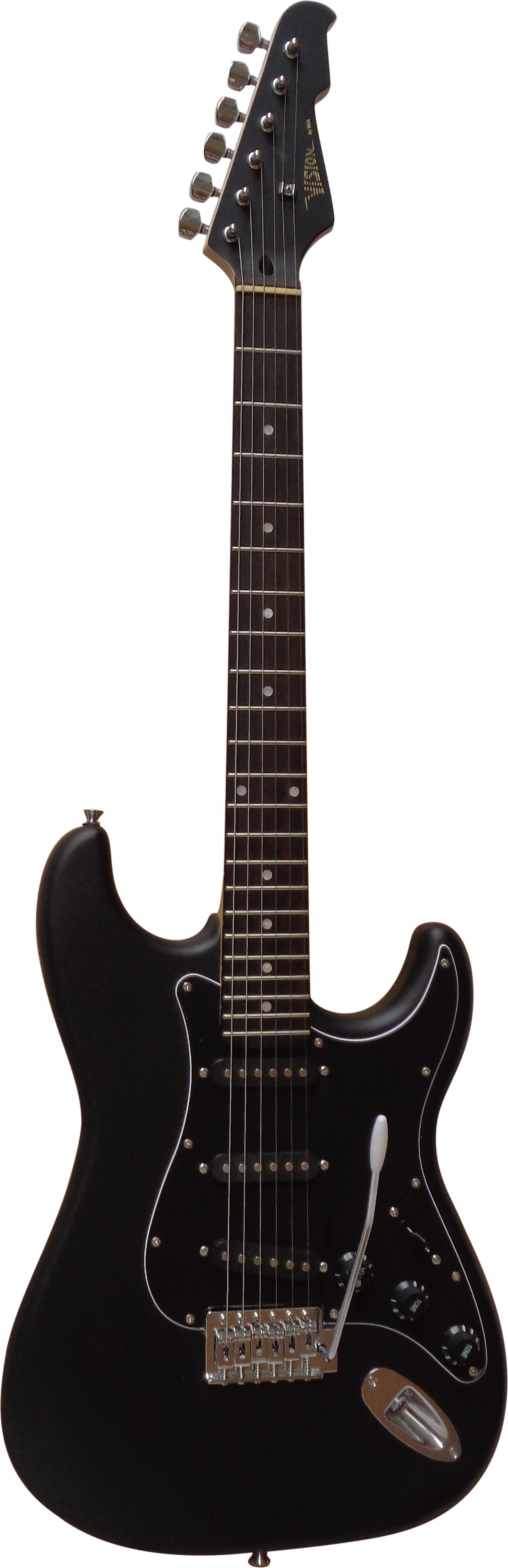 E-Gitarre matt schwarz, Elektrogitarre 3x Singelcoil, Tremolo E Gitarre