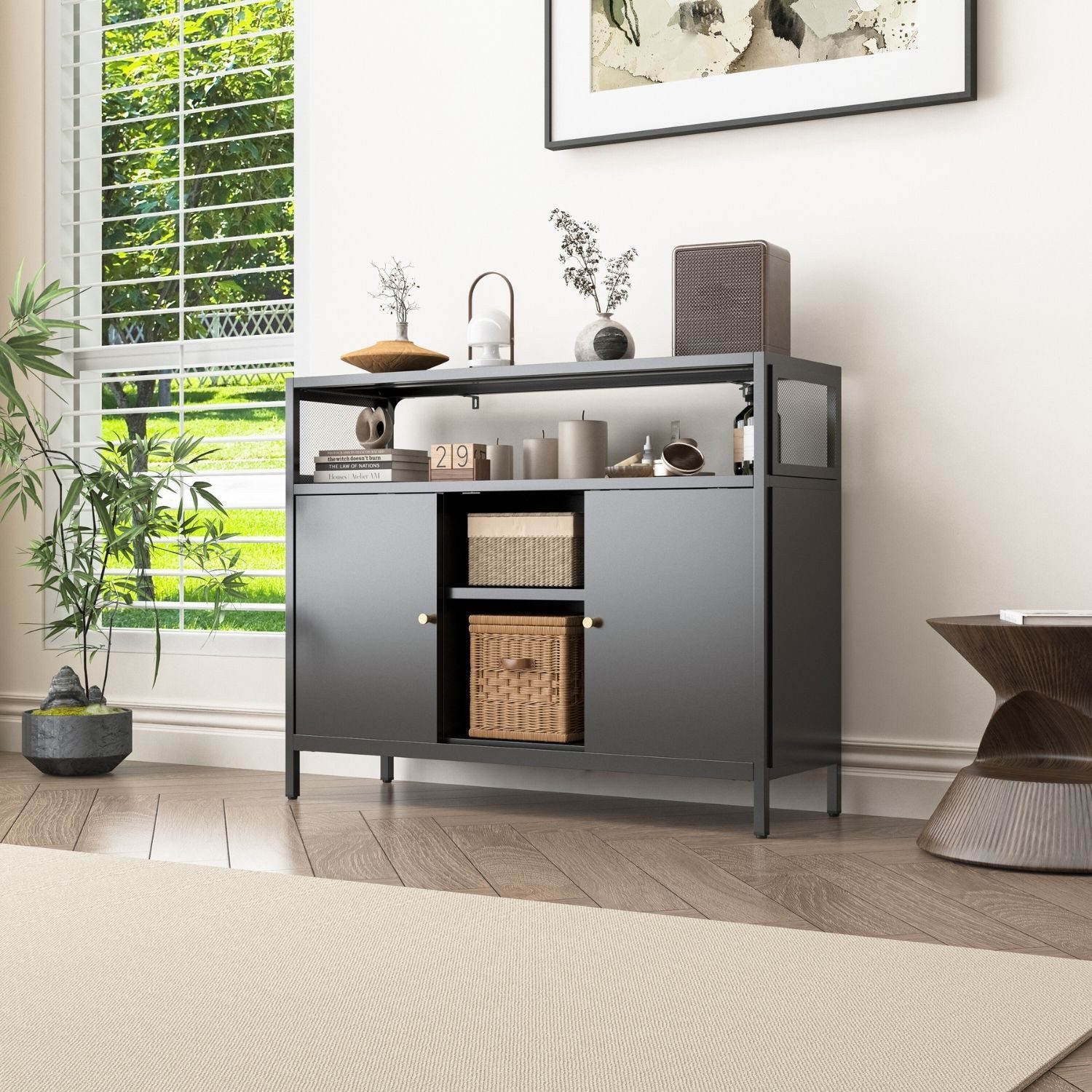 Mein-Regal Sideboard MESH, Schwarz Kommode modern günstig online kaufen