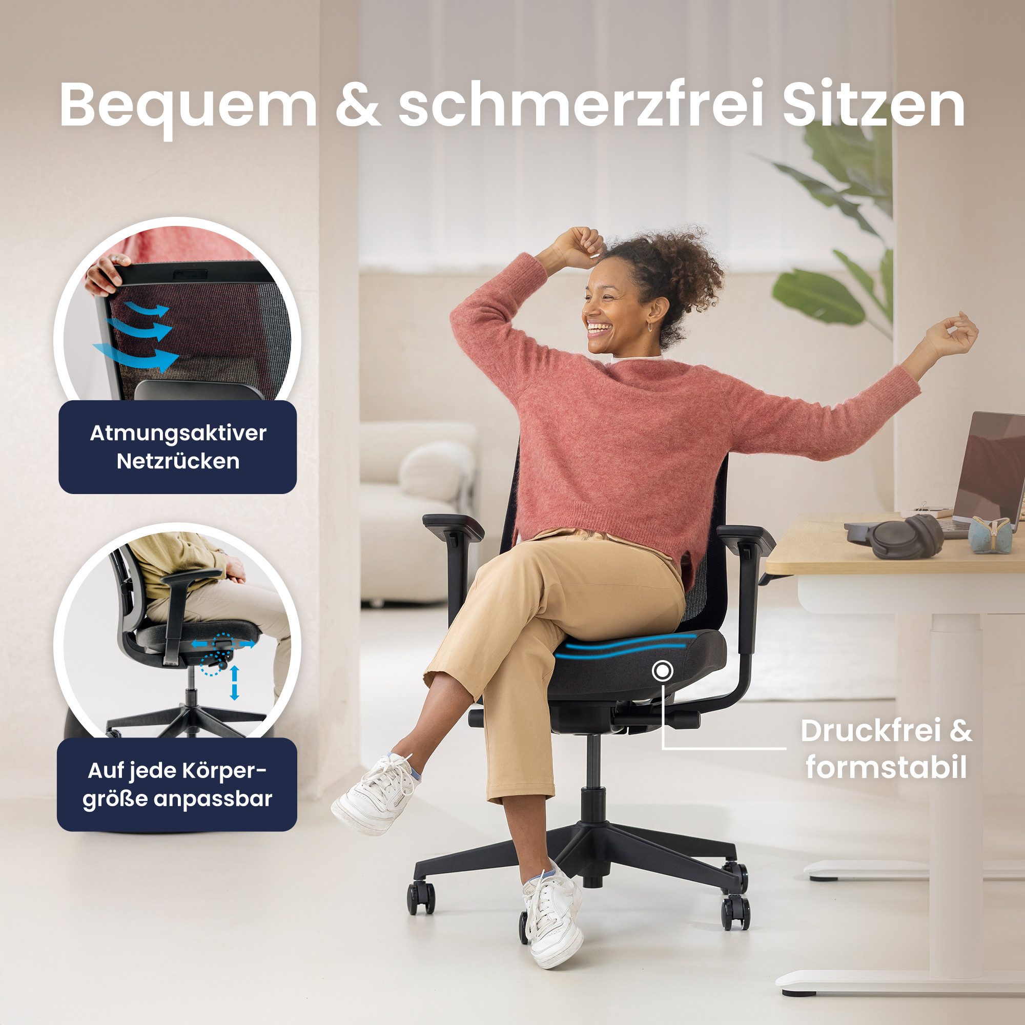 Ergotopia Bürostuhl PureBack ergonomischer Schreibtischstuhl günstig online kaufen