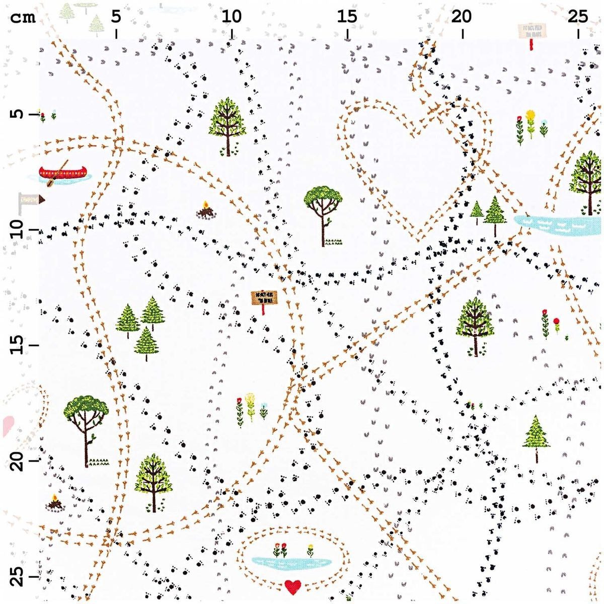 Rico Design Stoff Baumwollstoff Spurensuche im Schnee weiß bunt 50x140cm