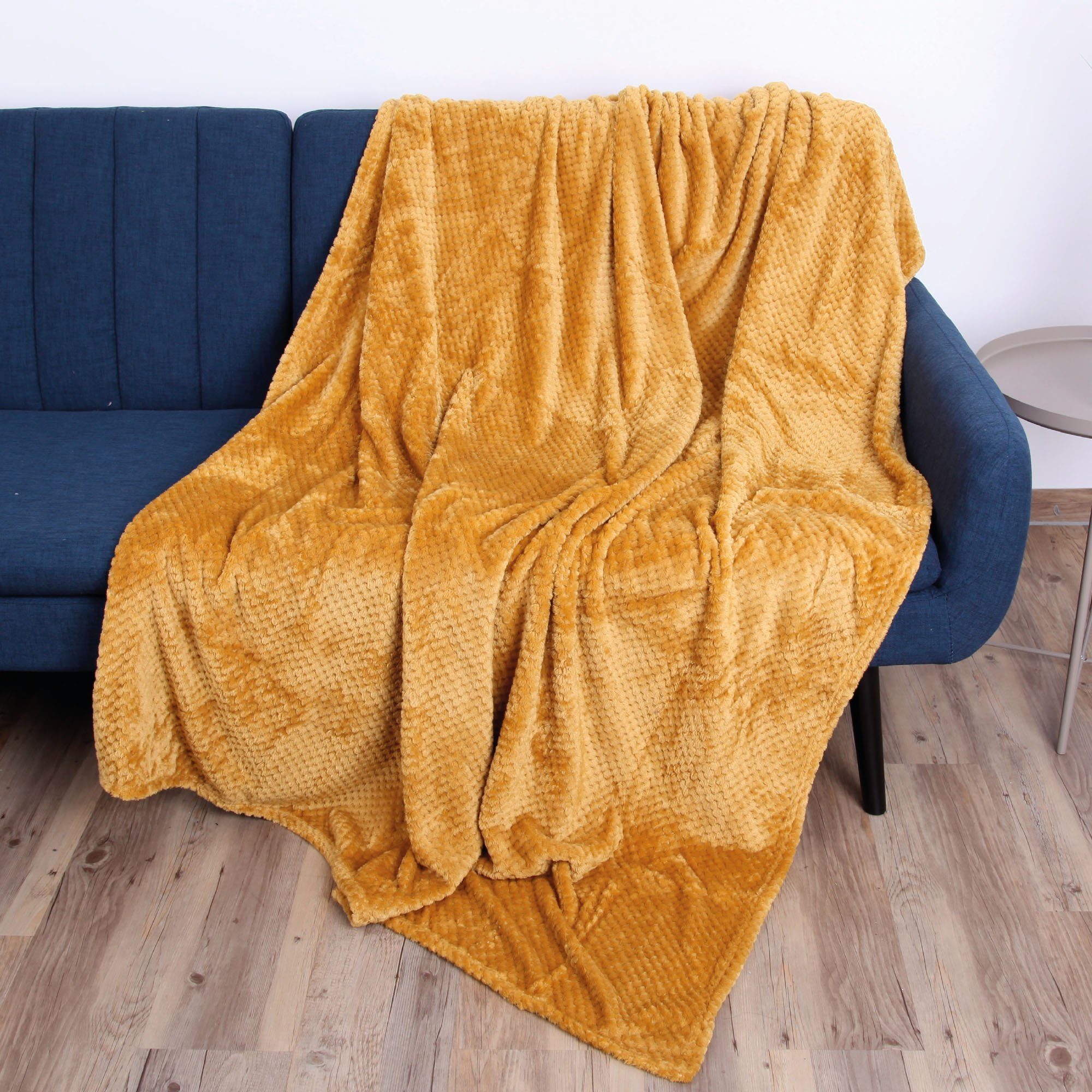 Kuscheldecke Flanell Tagesdecke und 150x200cm, Decke Wohndecke Curry Bestlivings, Couch Bett, Decke Sofa, für Flauschige