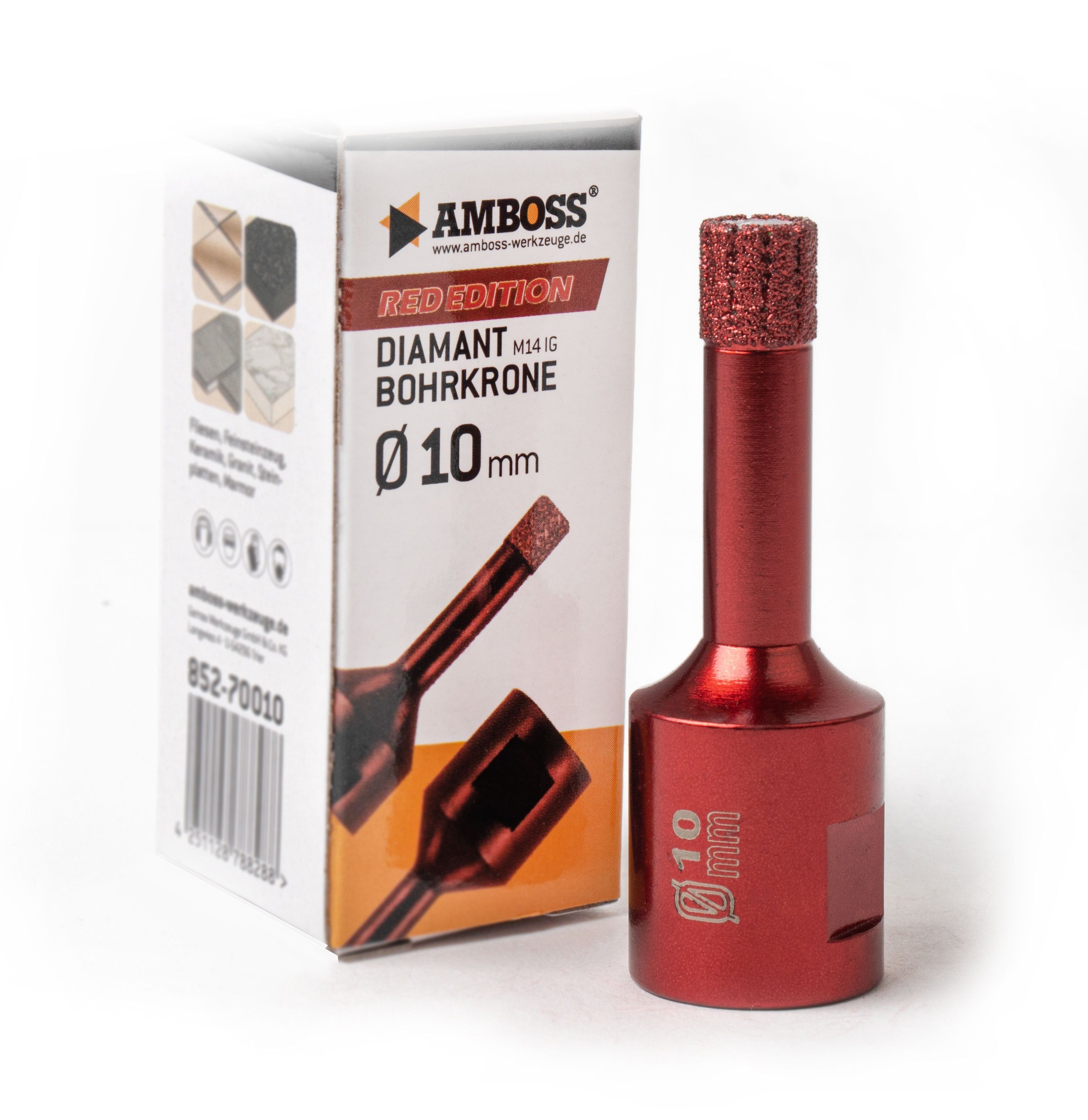 Amboss Инструментe Diamanttrockenbohrer Amboss Red Edition Bohrkrone 10 mm