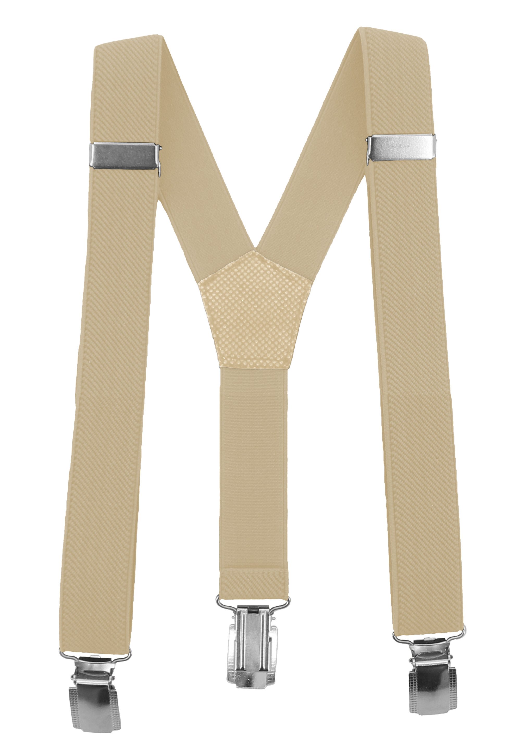 Fabio Farini Hosenträger Schmales Y-Design mit 2,5cm Breite verstellbar mit extra starken Clipverschluss, Sand