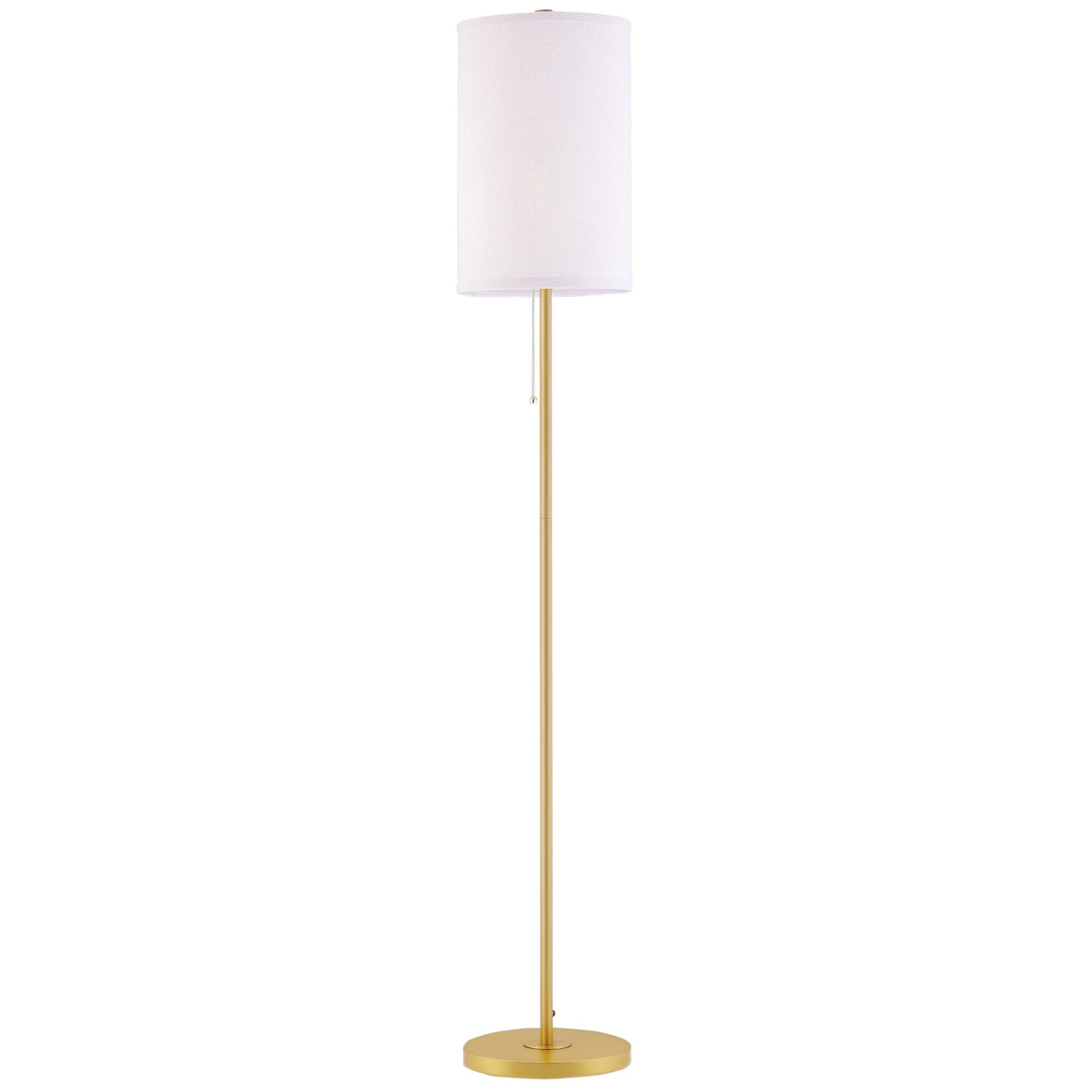HOMCOM Stehlampe Wohnzimmer Stehleuchte mit Leinen Lampenschirm, Zugkettenschalter, Ein-,Ausschalter, ohne Leuchtmittel, mit Stahlständer, E27 Fassung Standlampe für Schlafzimmer, Cremeweiß
