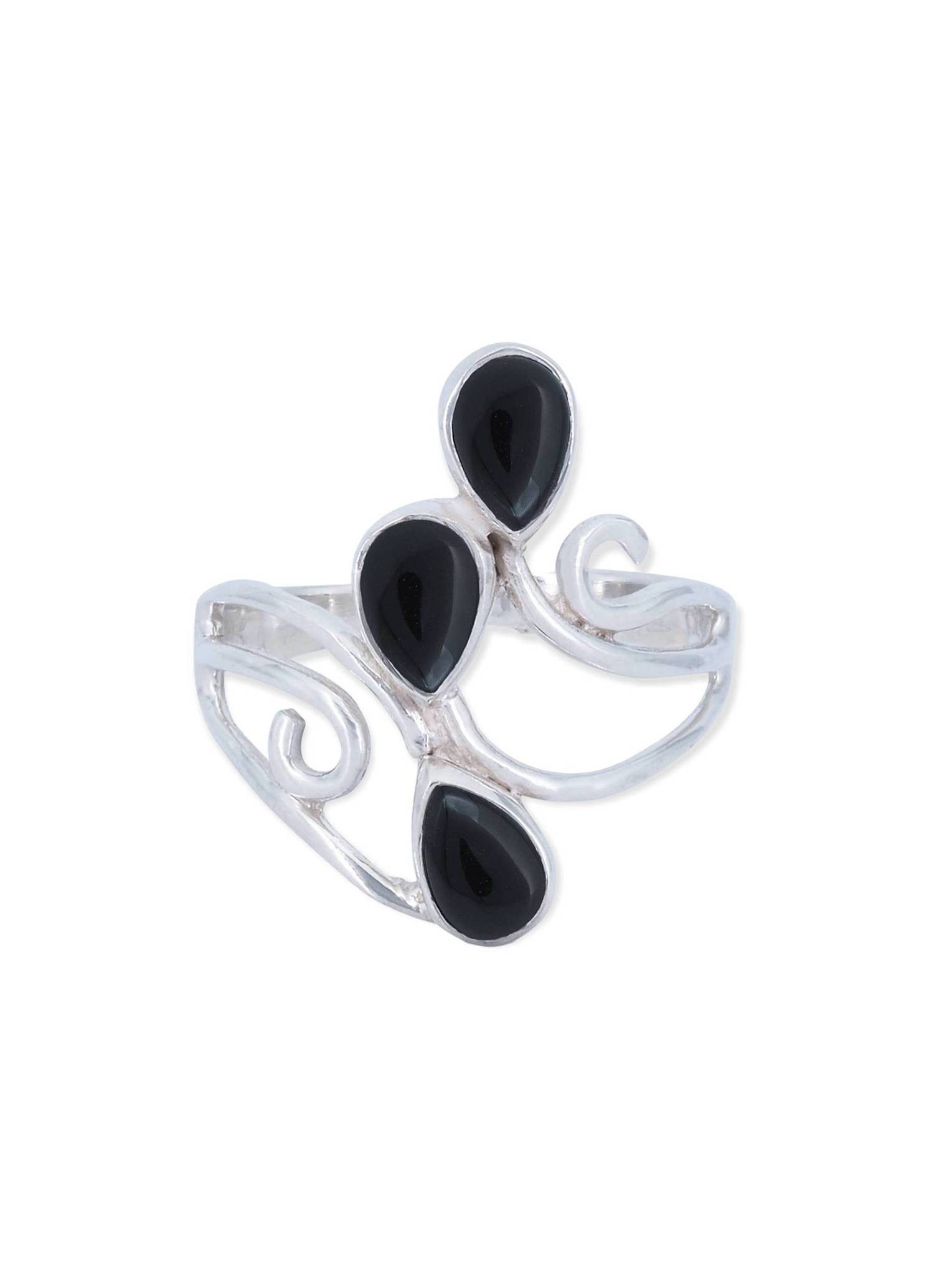 mantraroma Silberring SIDISTI aus 925 Silber mit Onyx (Ring mit Schmuckbeutel), Damenring aus 925er Silber