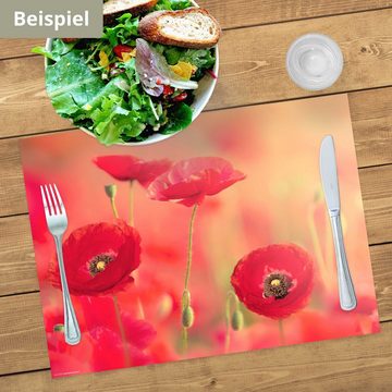 Platzset, Tischset Frühling, Ostern & Blumen - Rote Mohnblumen, Tischsetmacher, (aus Naturpapier in Aufbewahrungsmappe, 12-St., 44 x 32 cm / rot), Made in Germany