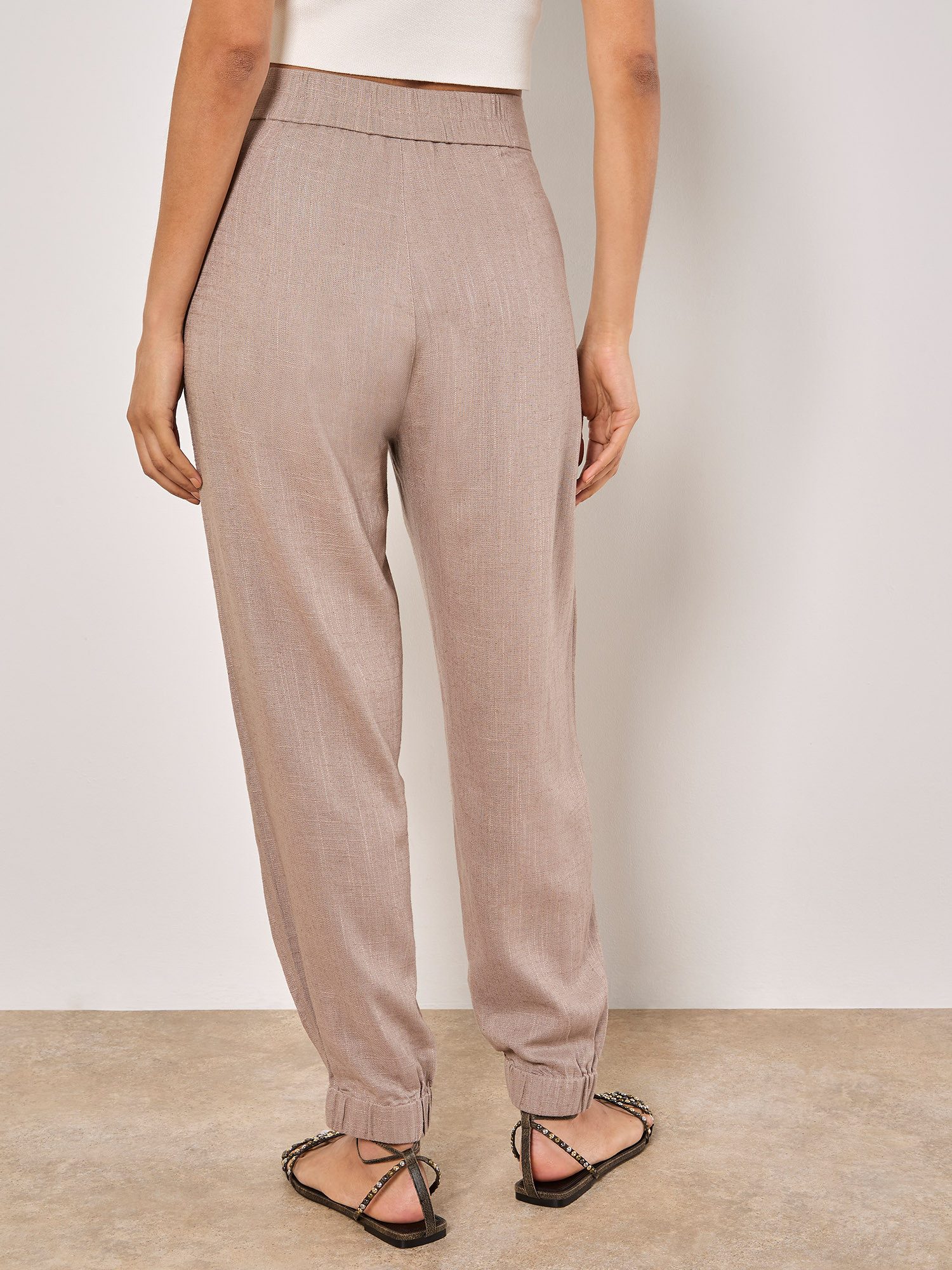 Apricot Stoffhose Leinen Mix Jogger mit Kellerfalten – Bild 4 von 4