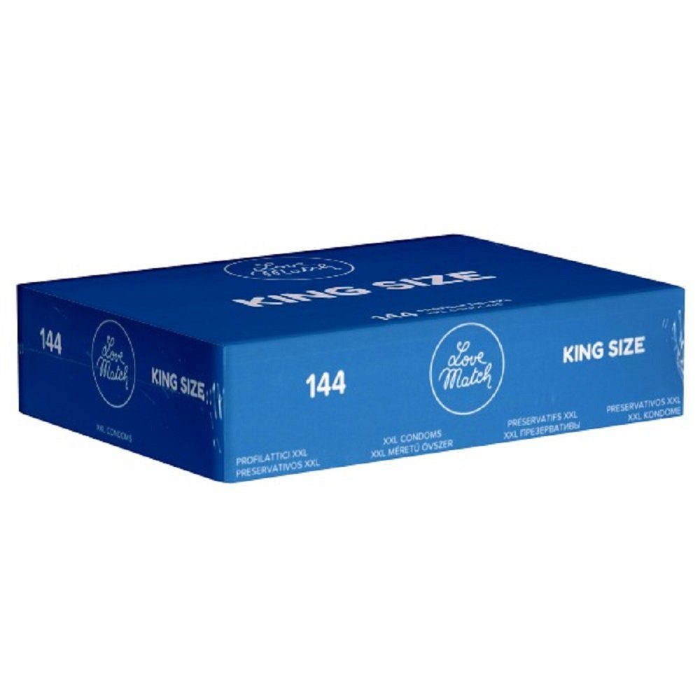Love Match XXL-Kondome King Size Packung mit, 144 St., italienische Kondome mit besonders viel Platz, Retro-Design, extra große Kondome in der Vorratsbox