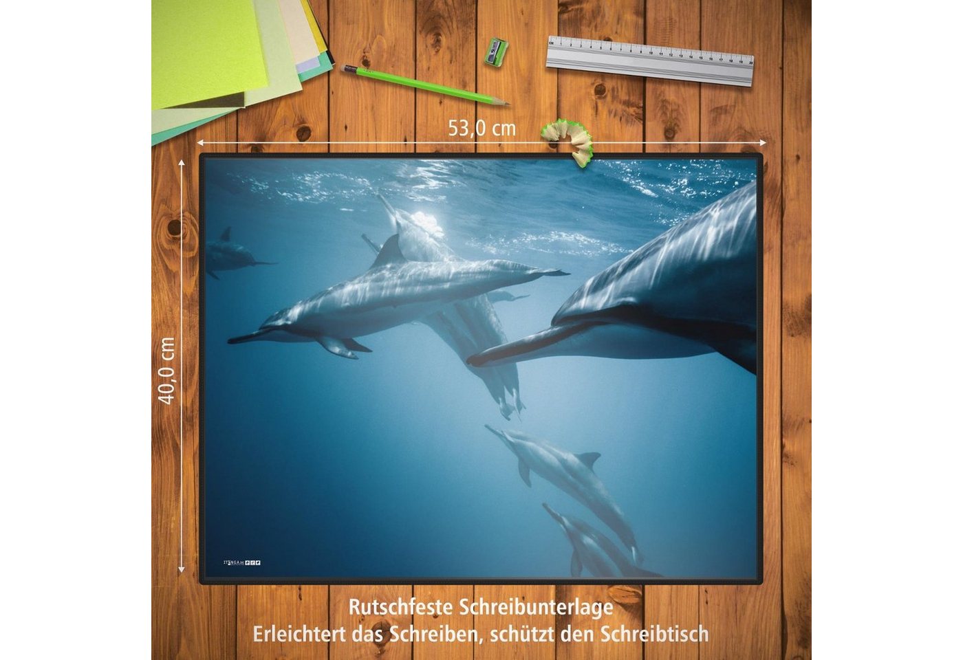 Thumbnail - itenga Schreibtischunterlage itenga Schreibunterlage Delfin 400 x 530 mm