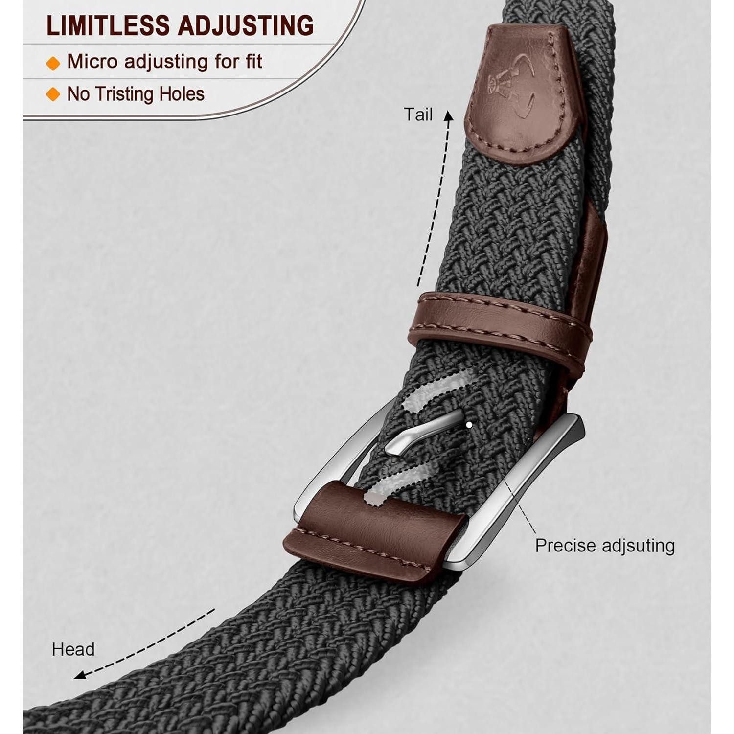 LuxusKollektion Stretchgürtel Flechtgürtel Stretchgürtel 35mm 140cm Schwarz