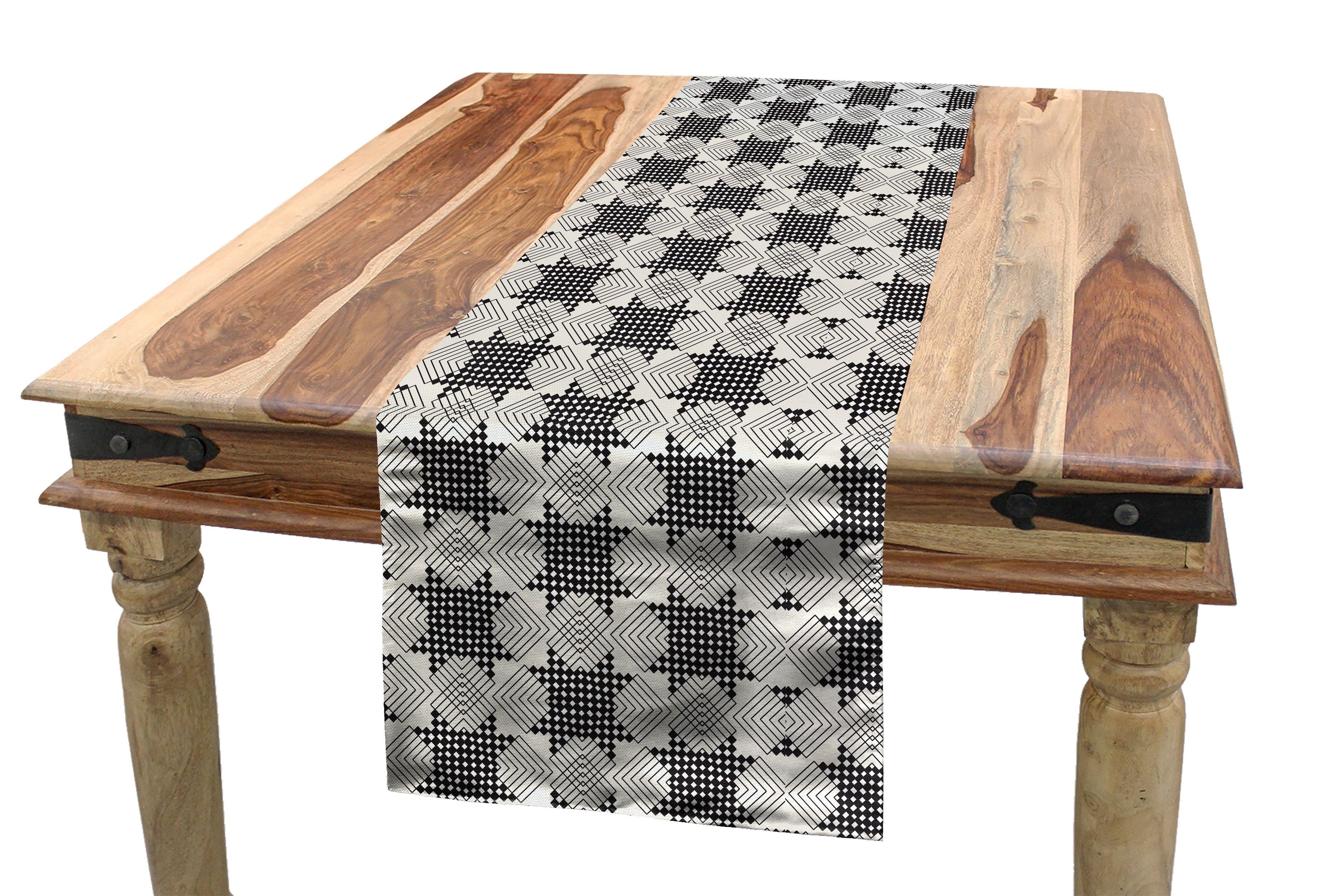 Rechteckiger Checkered Geometrisch Tischläufer, Küche gestreiftes Esszimmer Dekorativer Abakuhaus Tischläufer Motiv