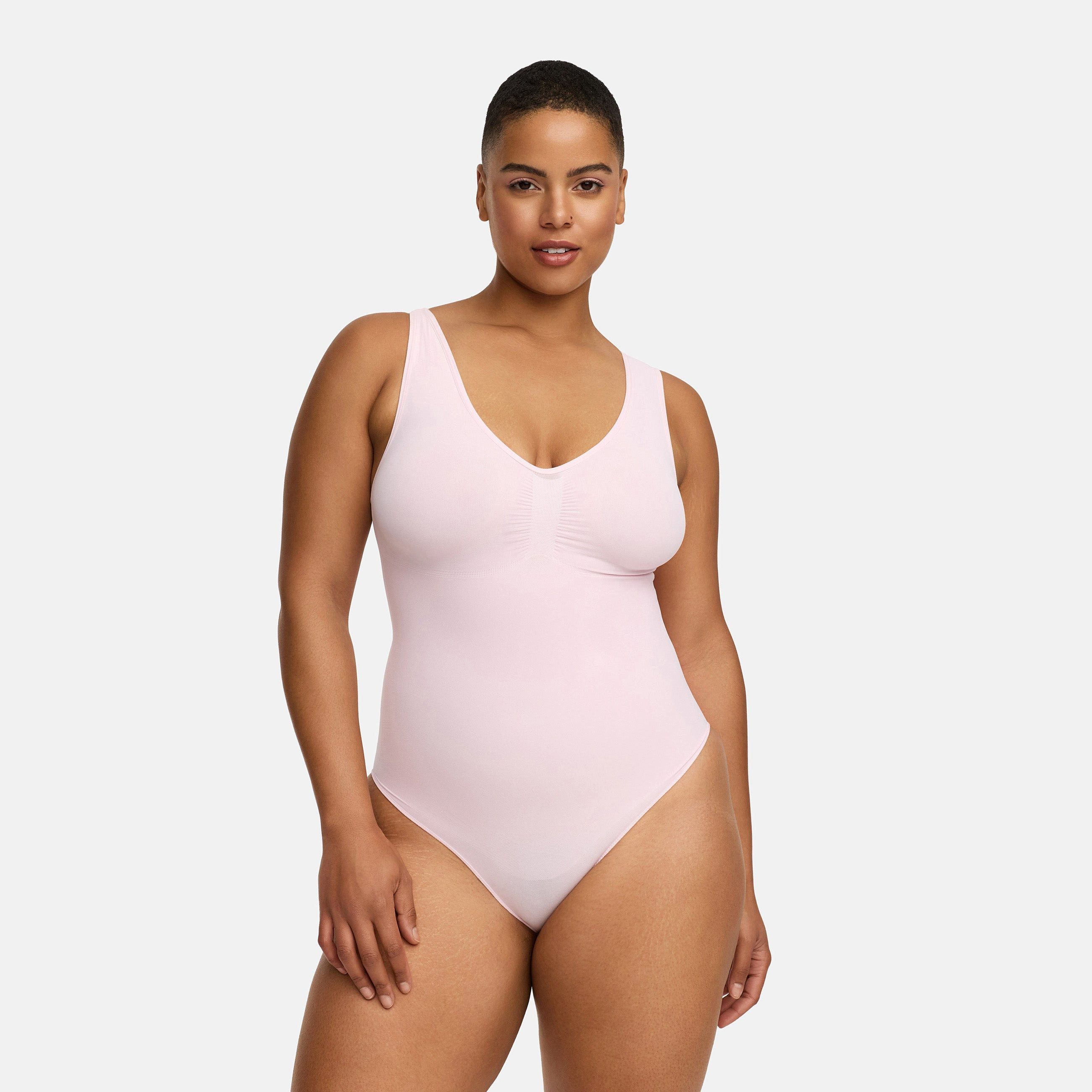 Creamy Fabrics Miederbody Tank Bodysuit Sculpting Shapewear mit Slip-Baby Pink-XS (1-tlg) Figurformend