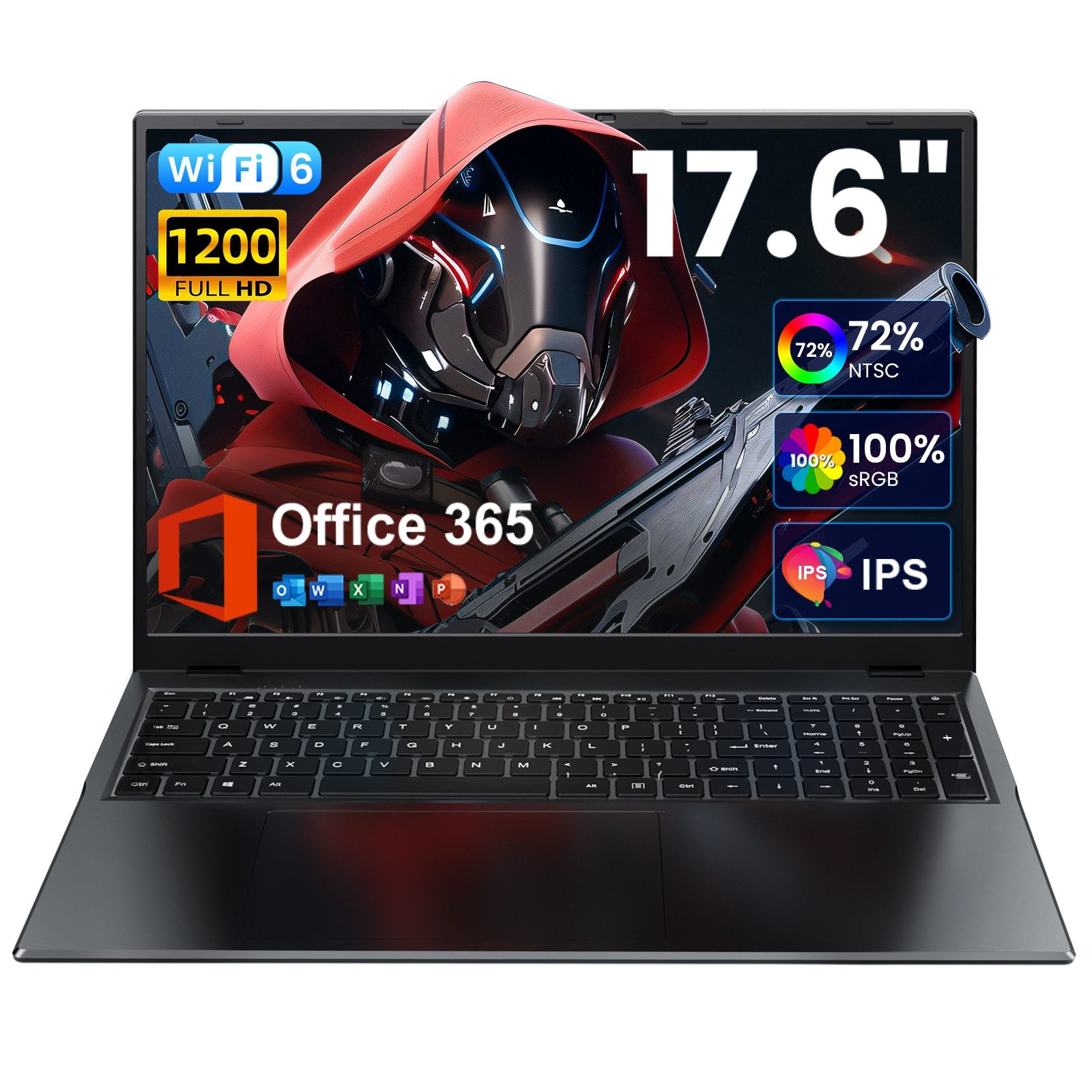 MENGHU 17,6” Laptop Intel Alder Lake N95 3,4GHz WiFi 6 16GB RAM 640GB SSD Notebook (Windows 11, Alder Lake N95, 16 GB, 16 GB HDD, 384 GB SSD, Intel UHD Graphics)