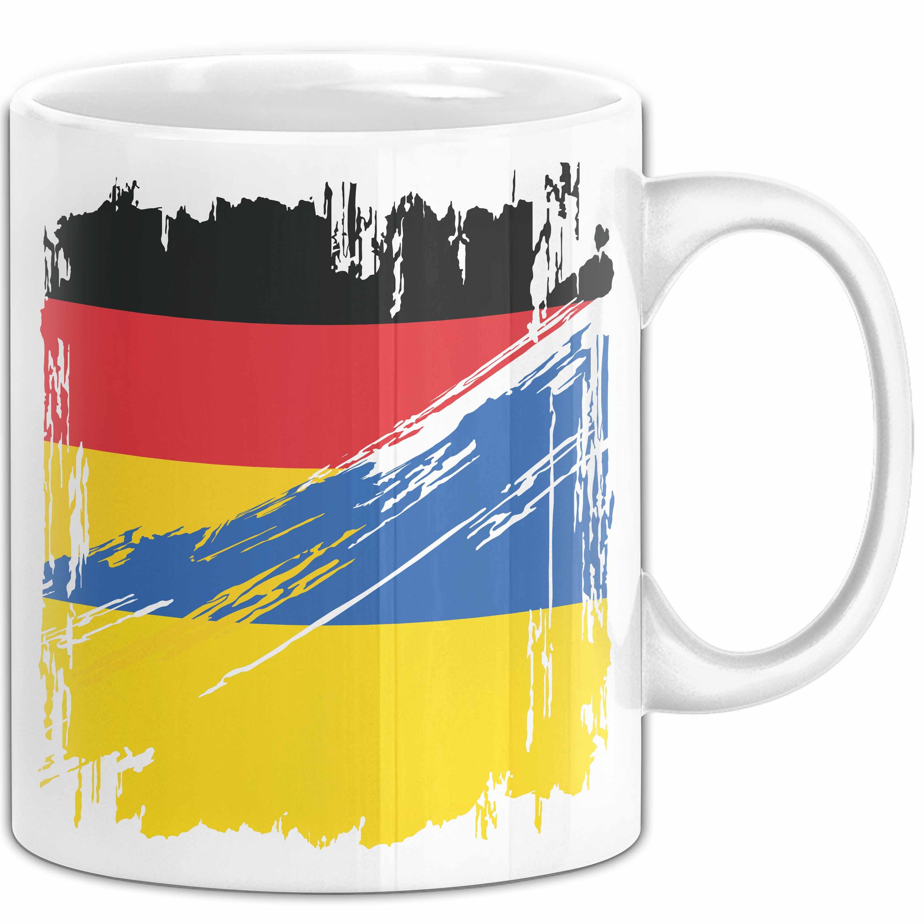 Trendation Tasse Ukraine Deutschland Flagge Halb Deutscher Halb Ukrainer Fußball German