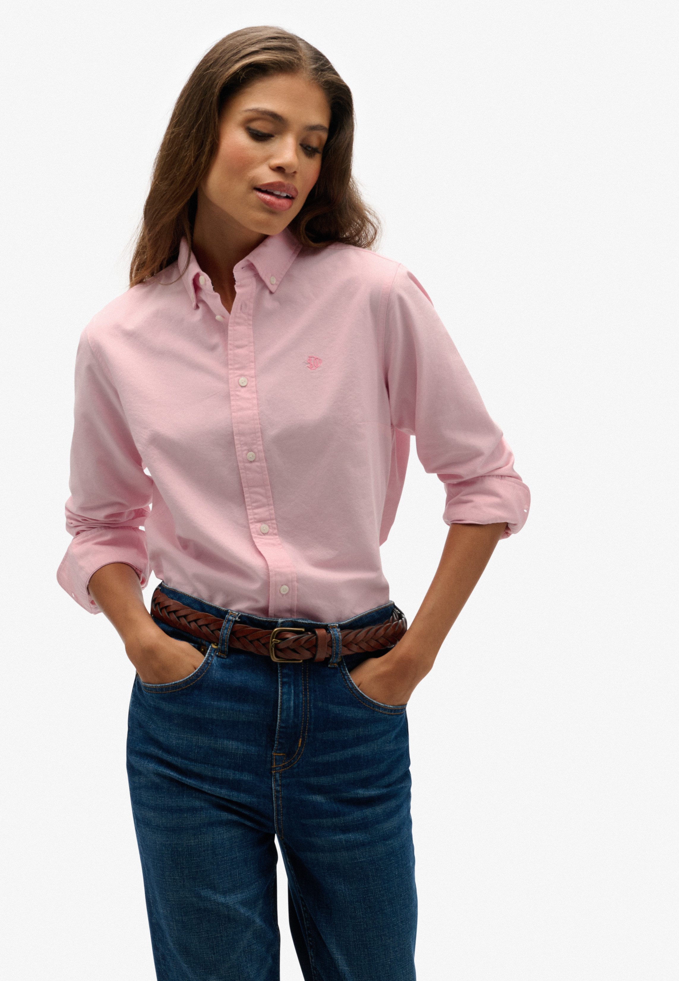Superdry Hemdbluse SLIM OXFORD BD L/S SHIRT Baumwolle, slim fit