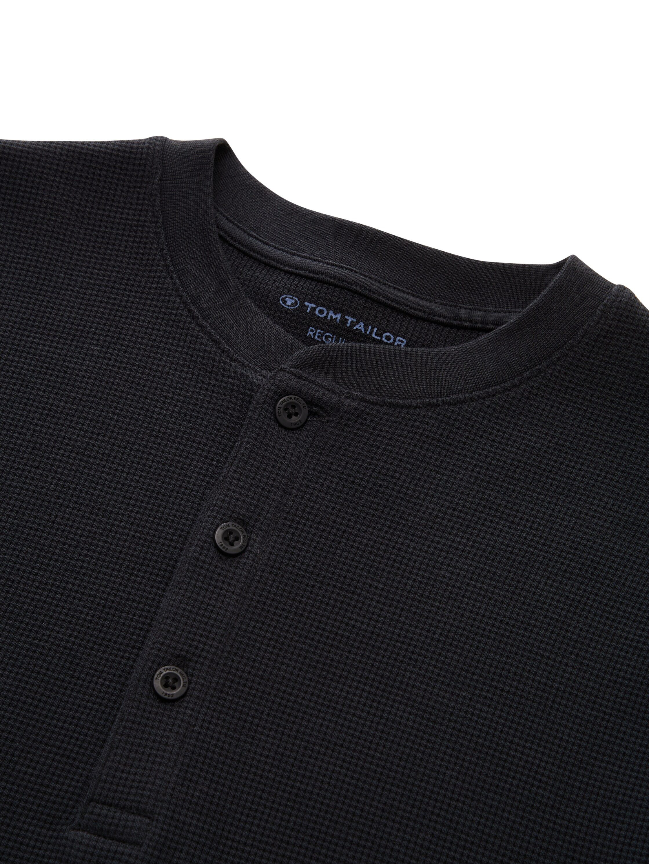 TOM TAILOR Langarmshirt mit Rundhals und kurzer Knopfleiste