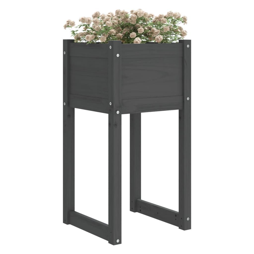 vidaXL Blumentopf Pflanzkübel Grau 40x40x81 cm Massivholz Kiefer (1 St)