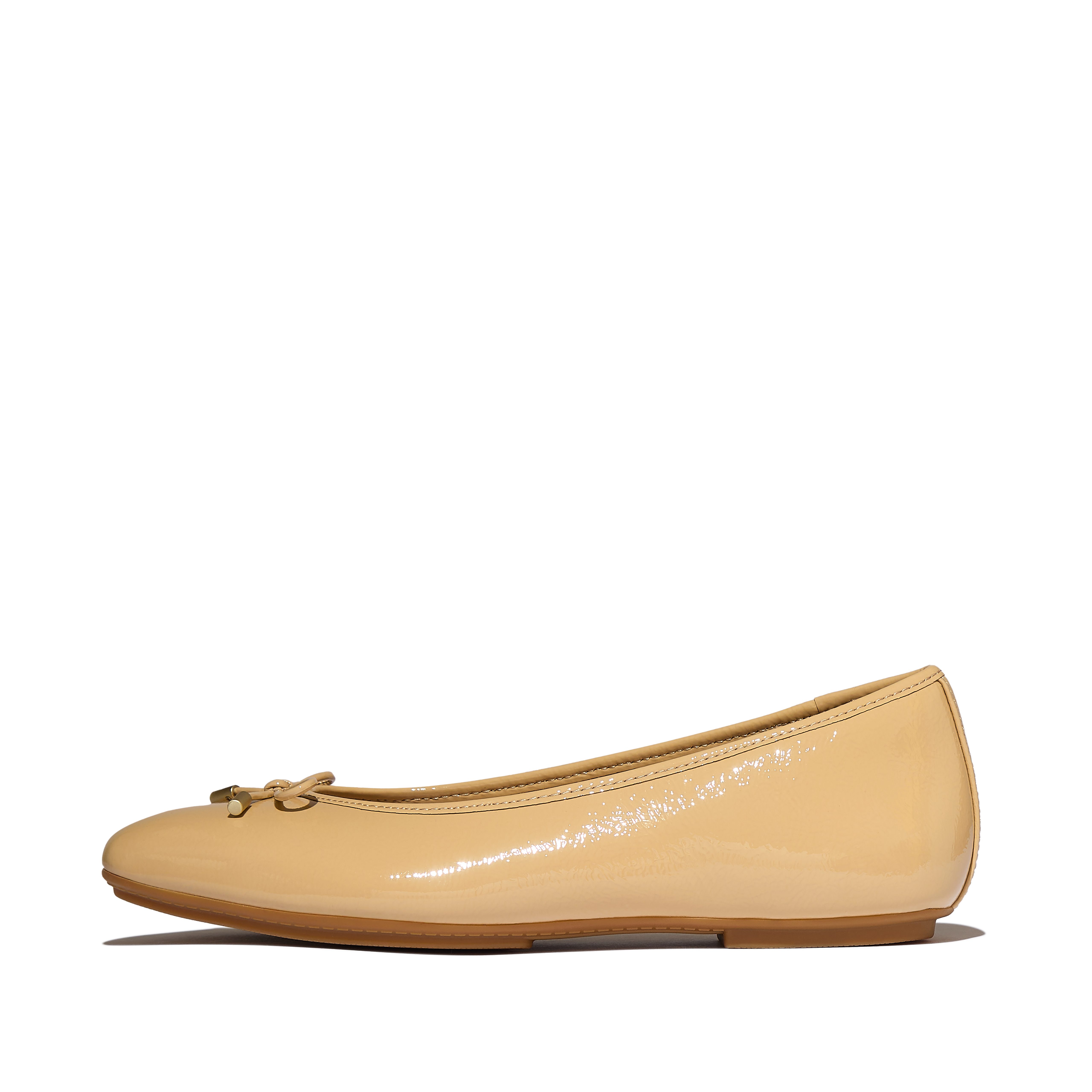Fitflop DELICATO BOW TEXTURED PATENT-LEATHER BALLET FLATS Ballerina Businessschuh, Schlupfschuh mit dezenter Zierschleife