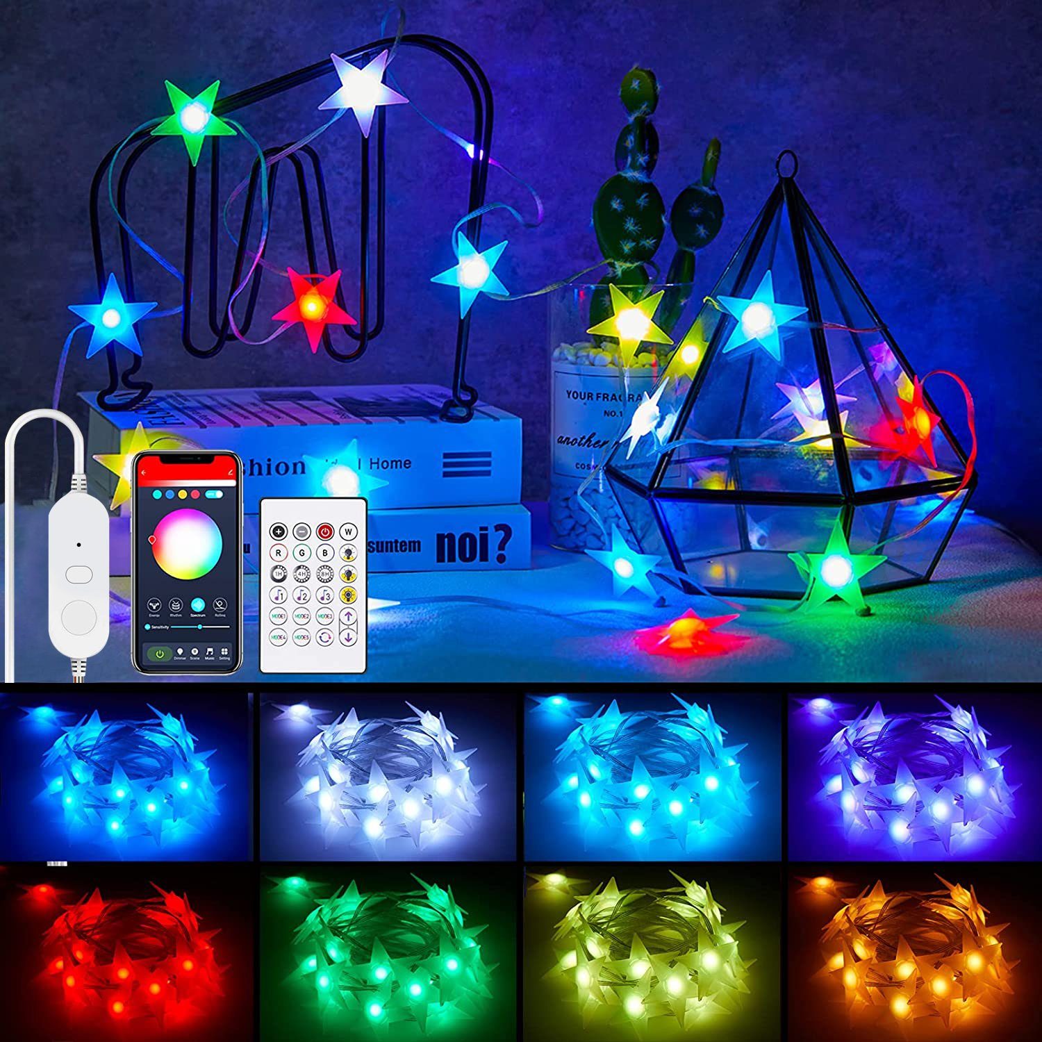 Oneid LED-Lichterkette Intelligente LED-Stern-Lichterketten für Party Dekoration Schlafzimmer