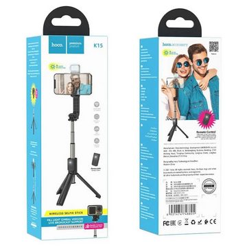 HOCO Selfie-Stick Selfie Stick Stativ mit Bluetooth-Fernbedienung Aluminium schwarz
