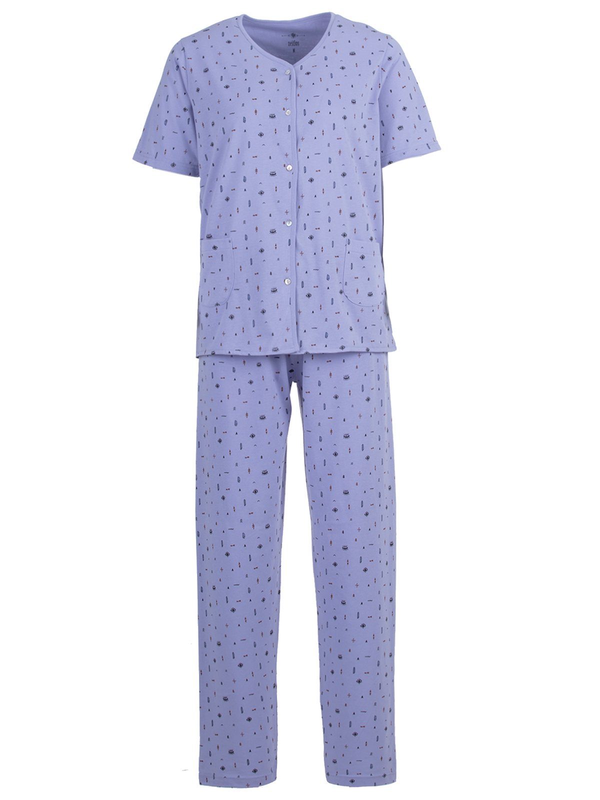zeitlos Schlafanzug Pyjama Set Kurzarm - Auge flieder